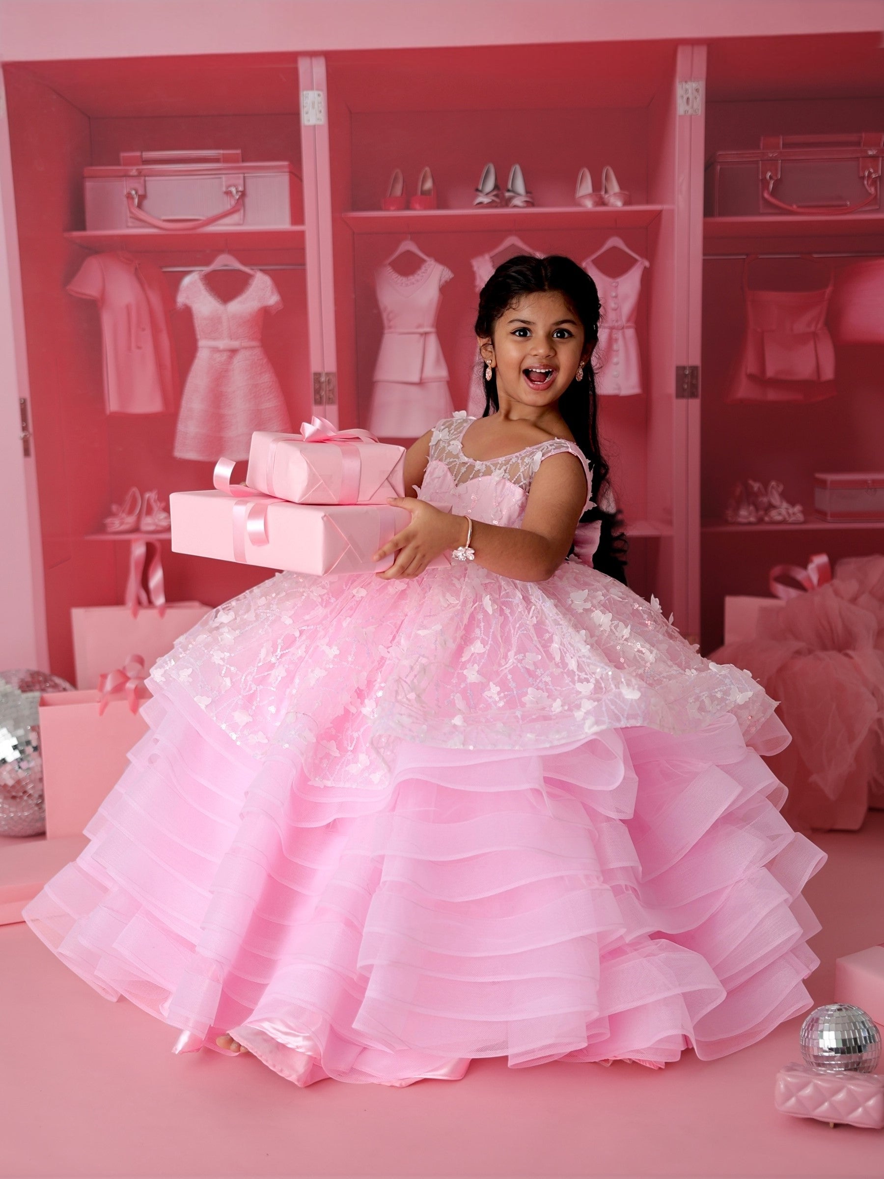 Rosy Dream Layered Ball Gown