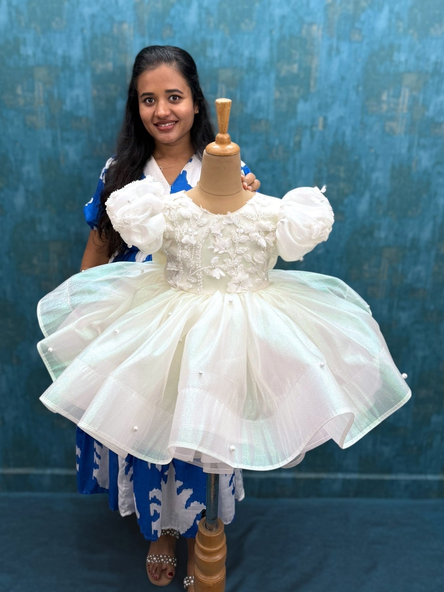 White Swan Elegance Dress with puff sleeves