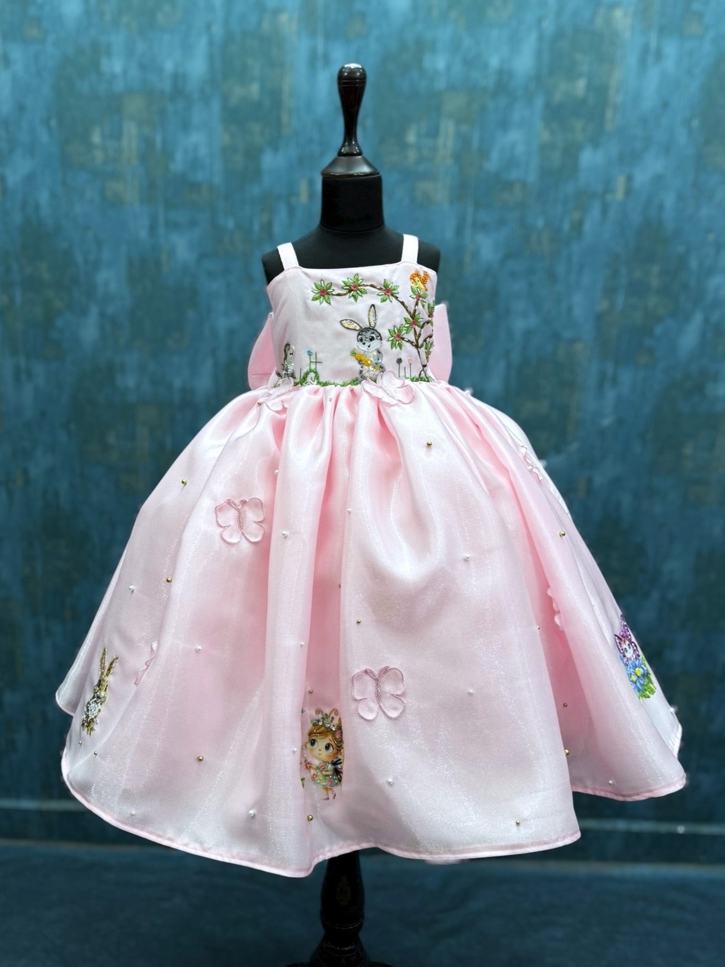 pink Blossom Bunny Dream Dress with intricate work