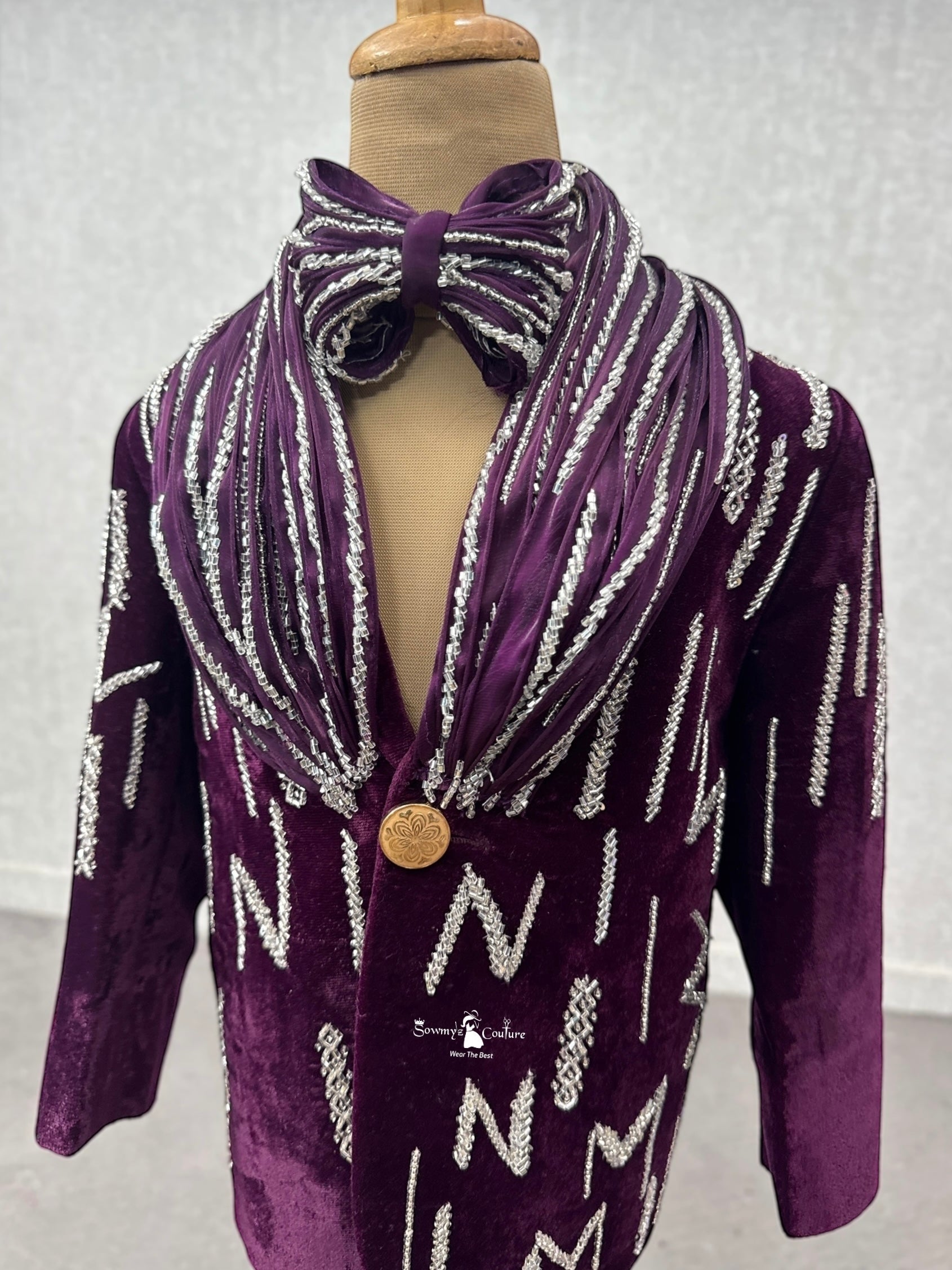 Royal Amethyst Maestro Blazer- Comes with Shirt, Pant and Bow