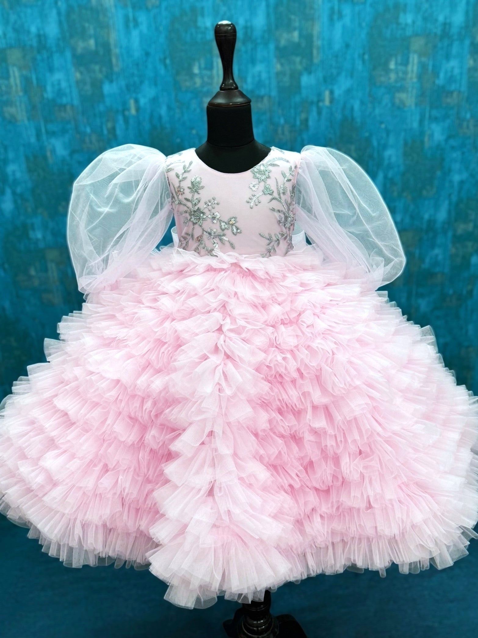 Dreamy Blush Petal Cloud Fairy Princess Party Gown