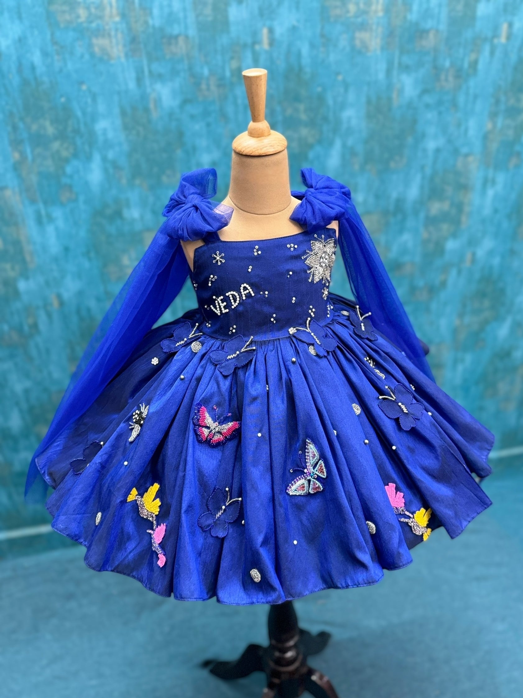 Midnight Sapphire Butterfly Princess Gown