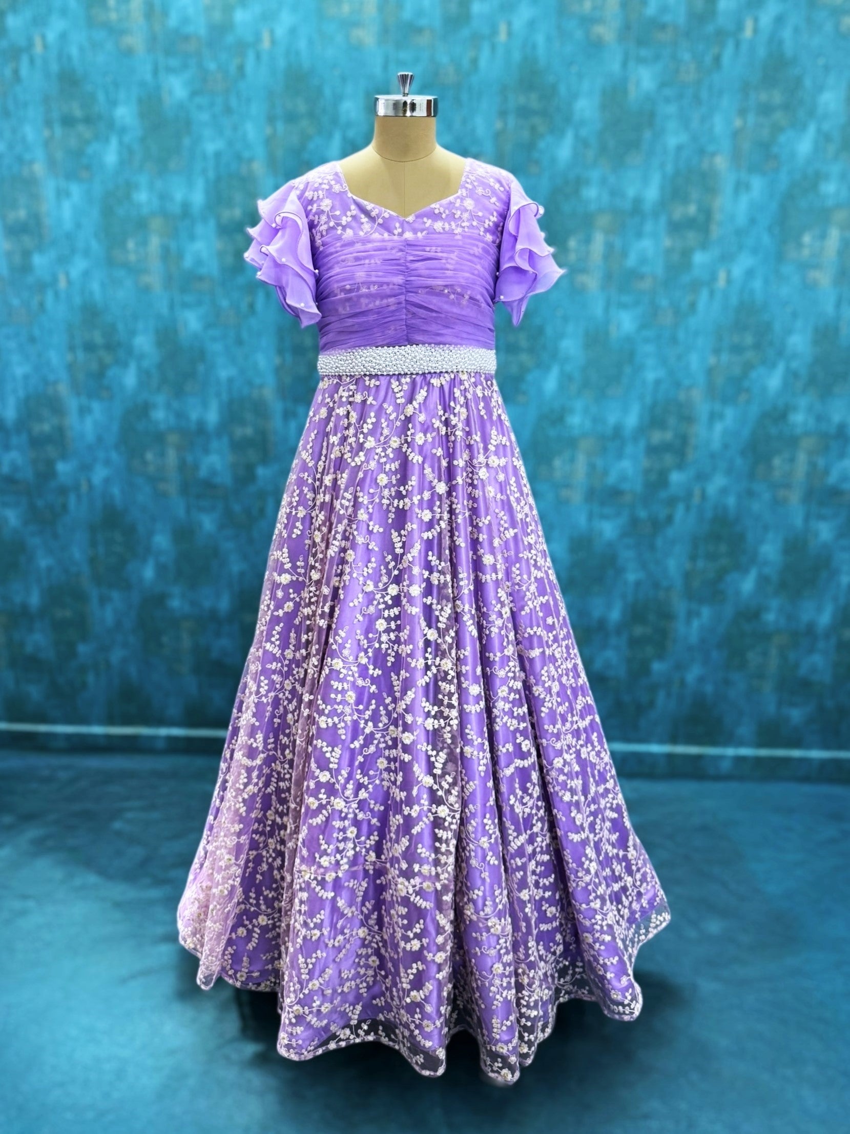 Violet Fairy Garden Pearl-Trimmed Couture Celebration Dress