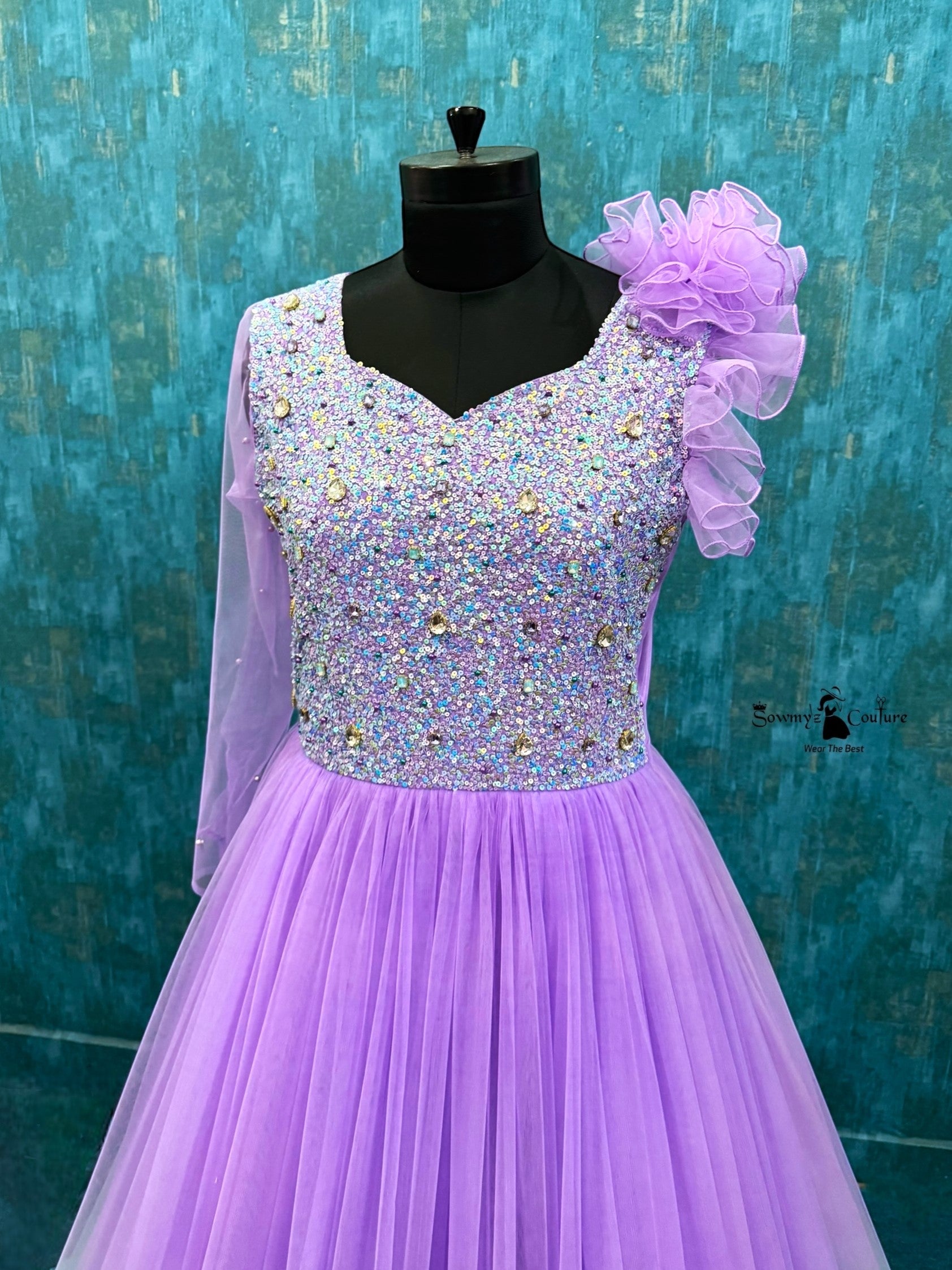 Lilac Moonbeam Mint Cloud Crystal Bodice Princess Gown