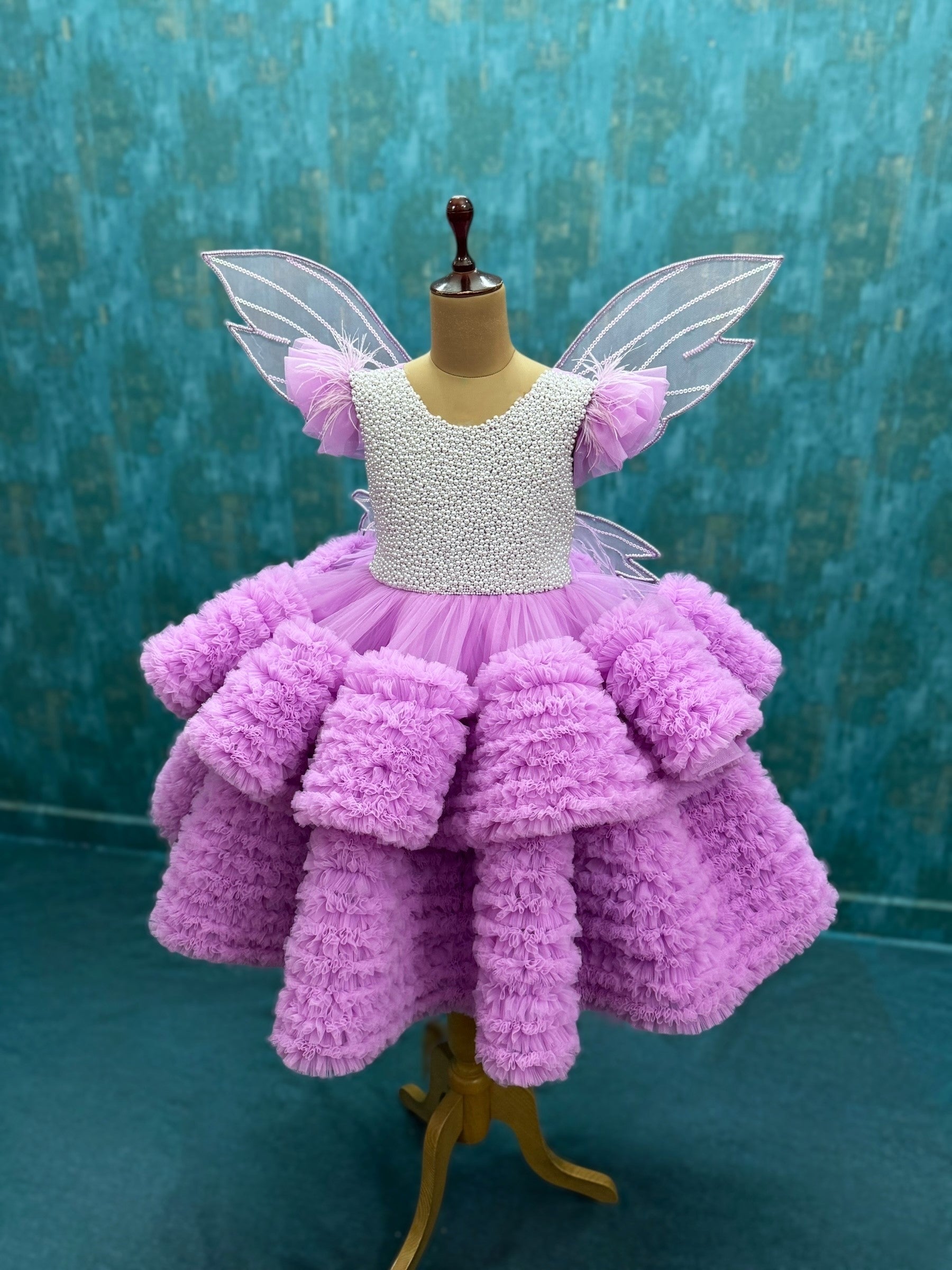 Moonlit Lilac Cloud Ruffle Fairy Celebration Dress
