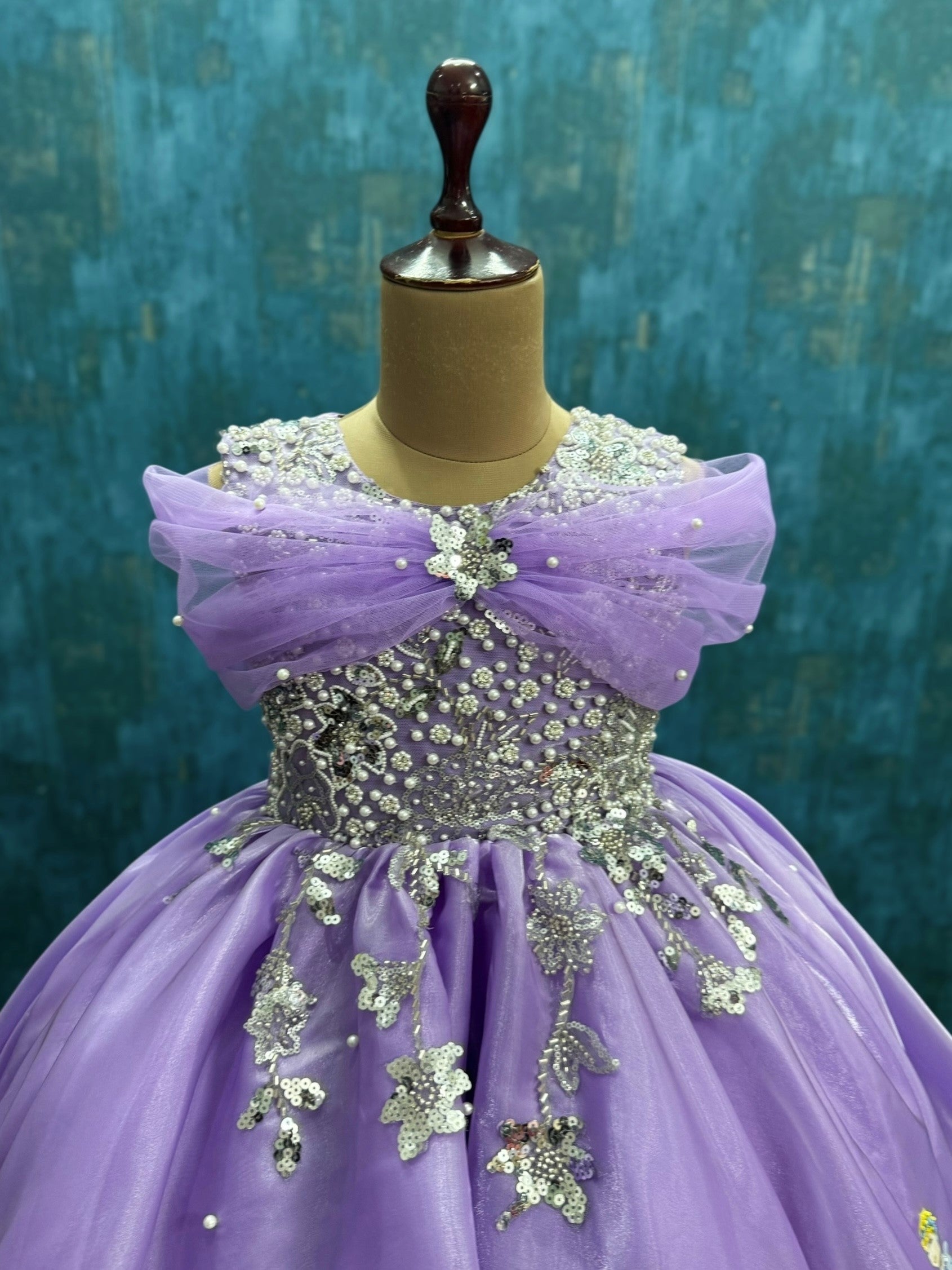 Princess Gown Online, Girls Lavender Princess Dress with Sequins