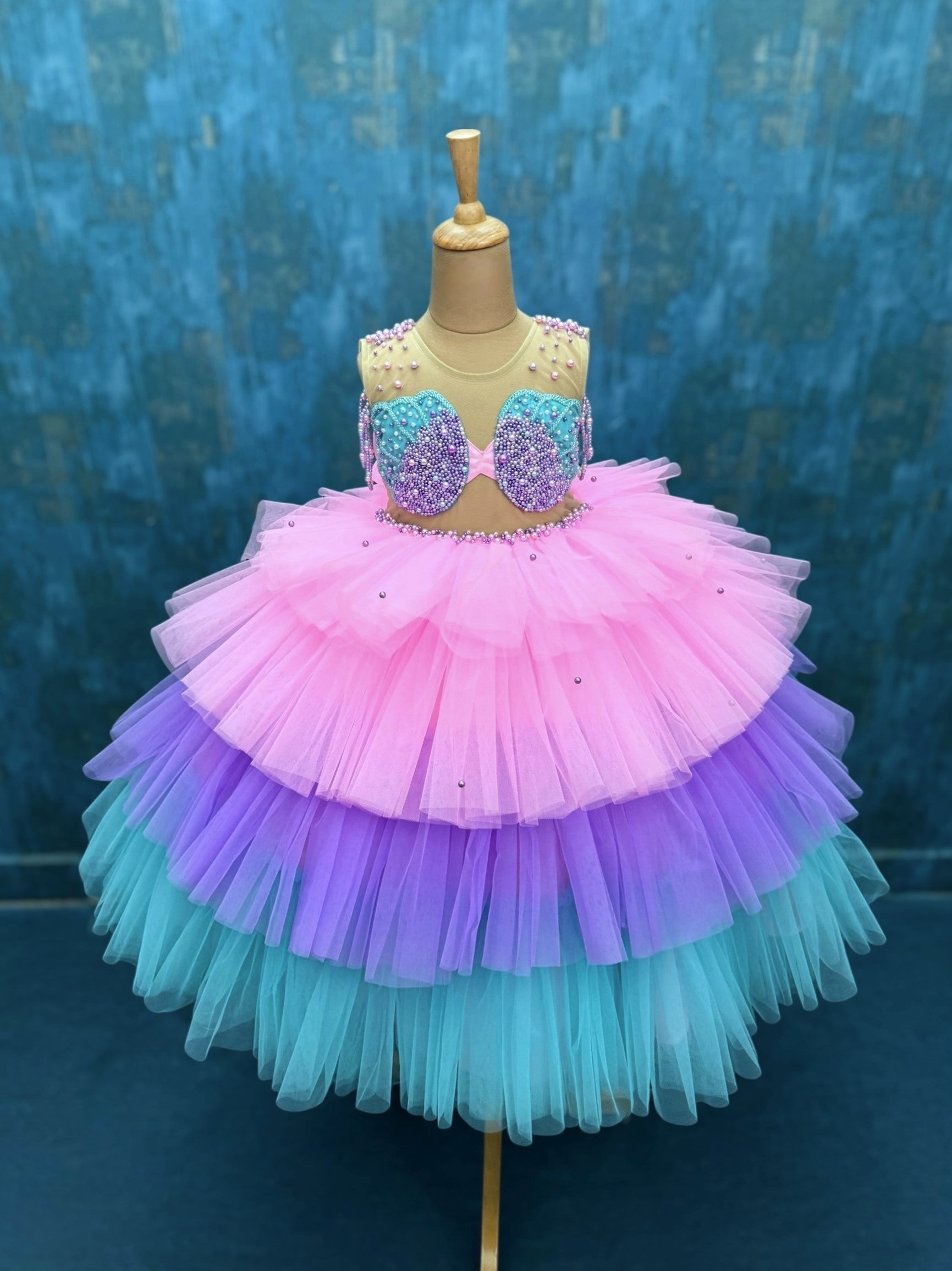 Girls Party Wear Online, Mermaid Dreams Tiered Tulle Ball Gown