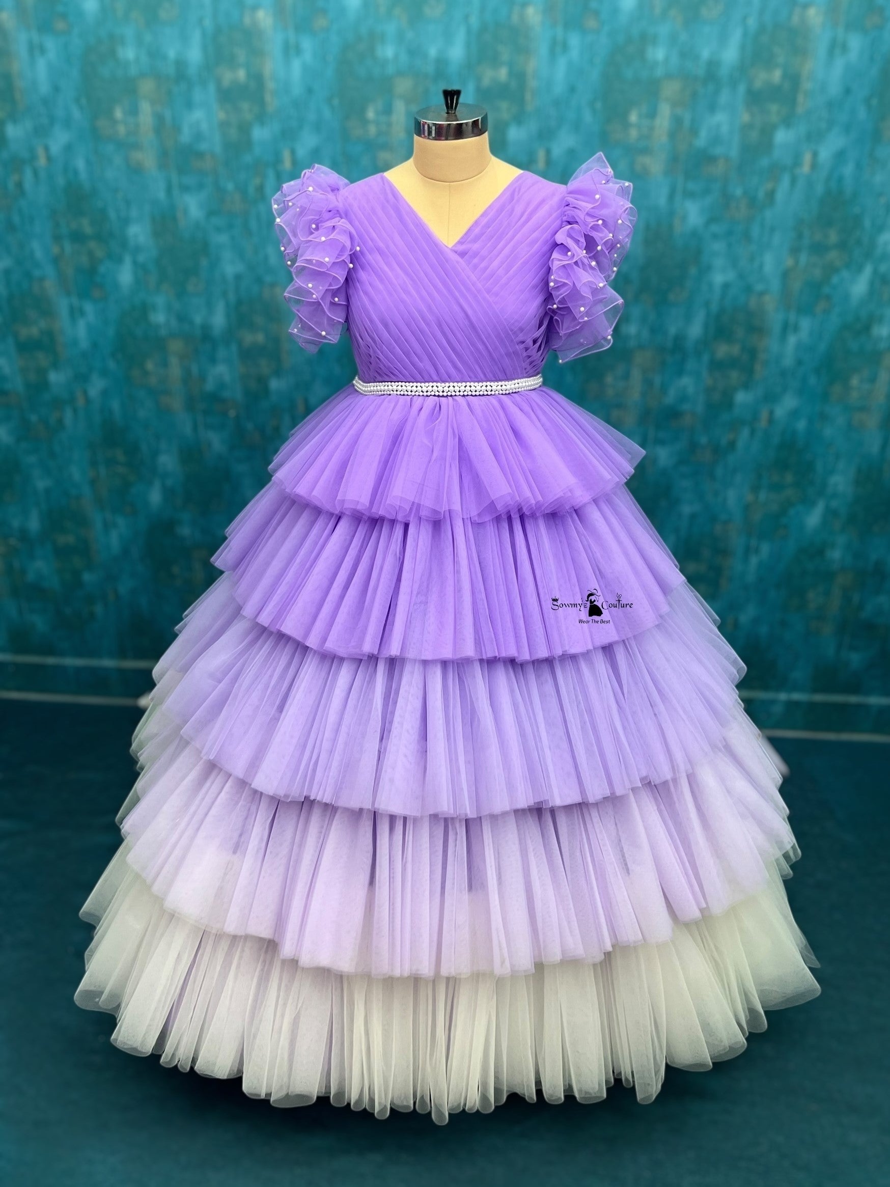Lavender Enchanted Mist Layered Ruffle Wonderland Ball Gown