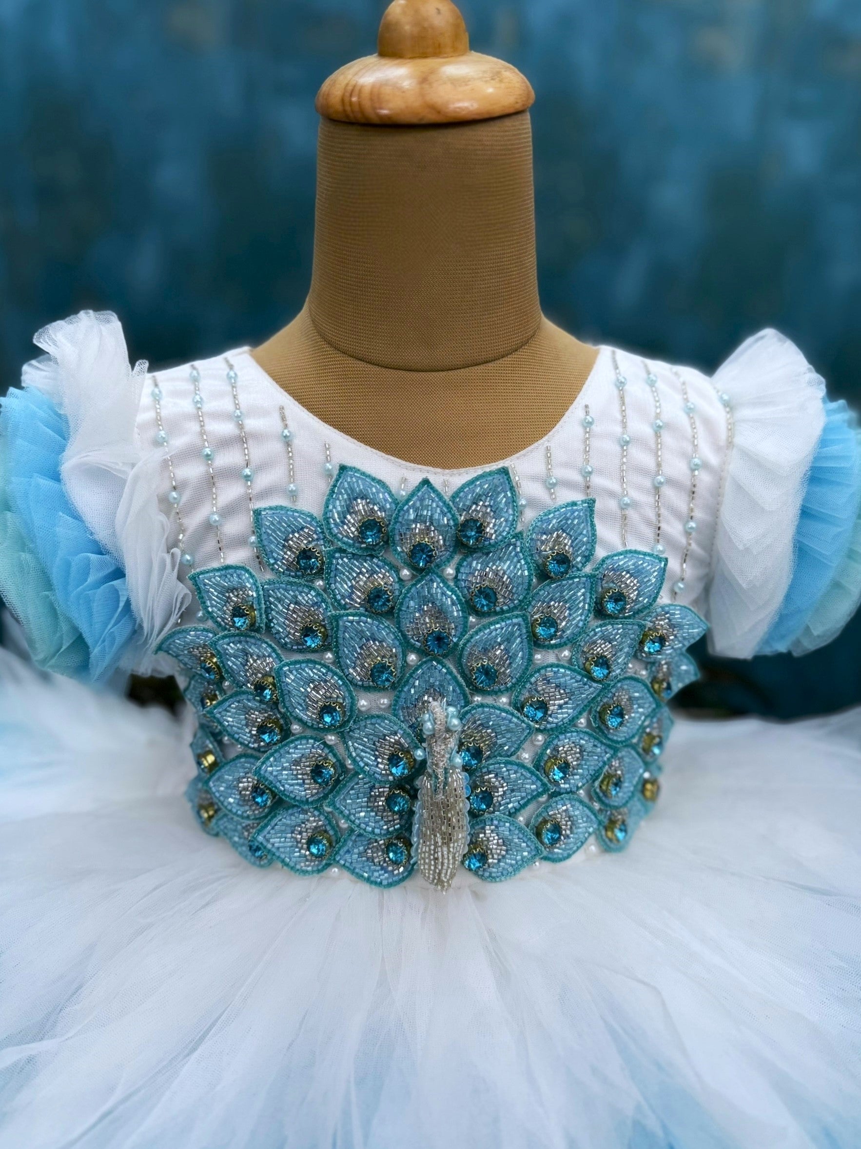 Peacock Dress for Girl Baby Online, Imperial Peacock Princess Gown