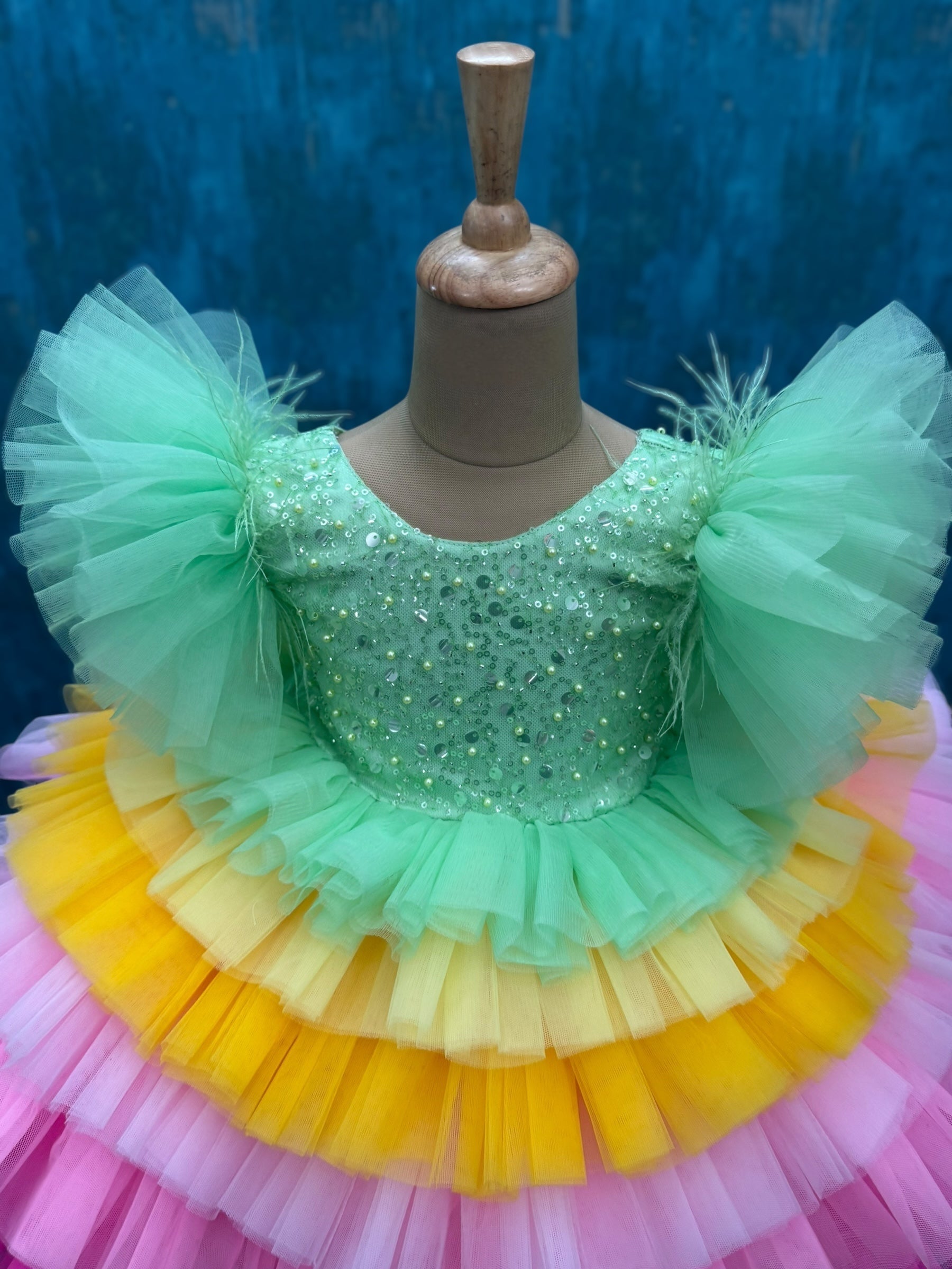 Rainbow Candy Cascade Fairy Ruffle Princess Celebration Dress