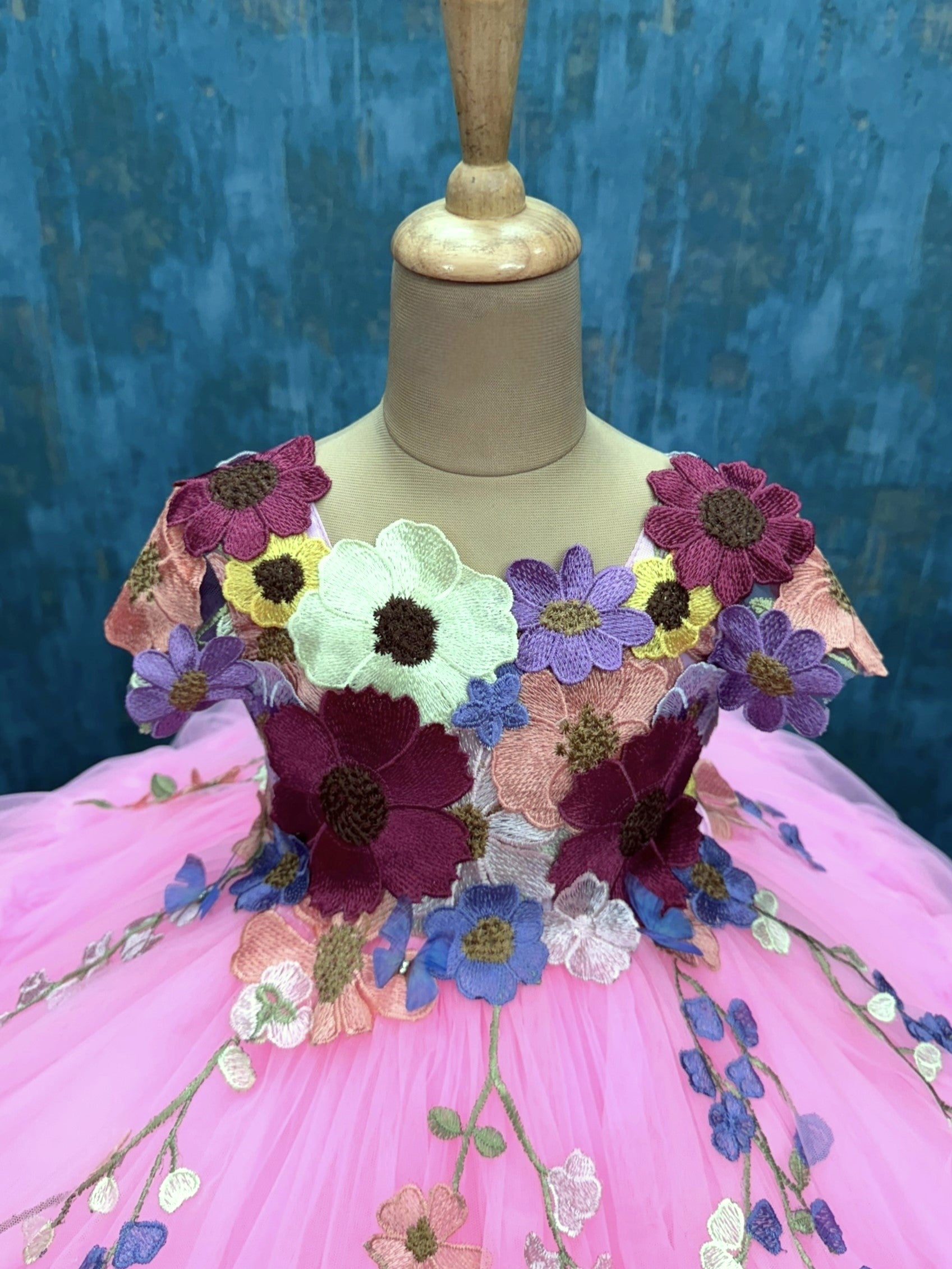 Peach Fairy Garden Floral Ball gown