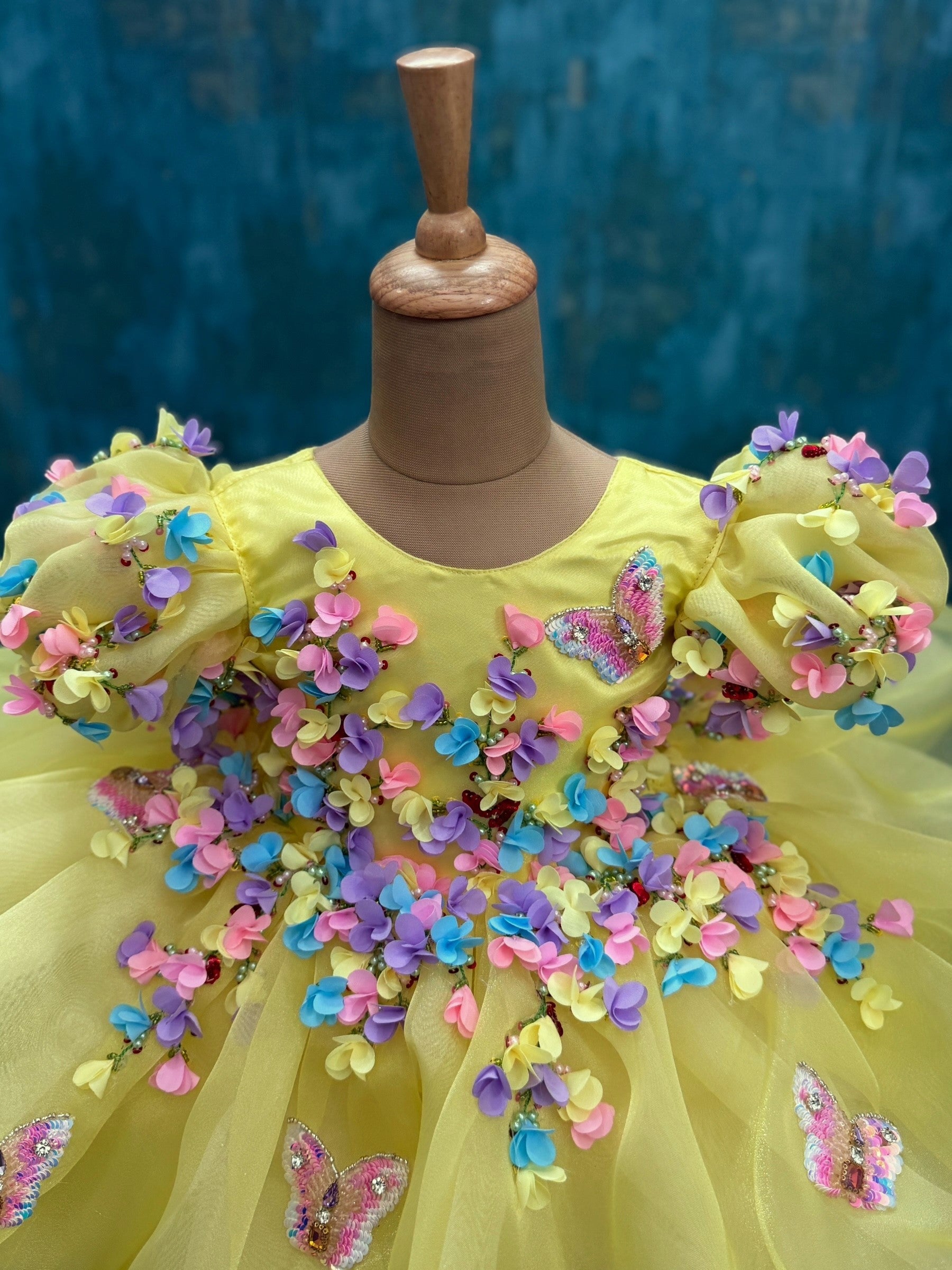 Sunshine Meadow 3D Butterfly Bloom Princess Gown