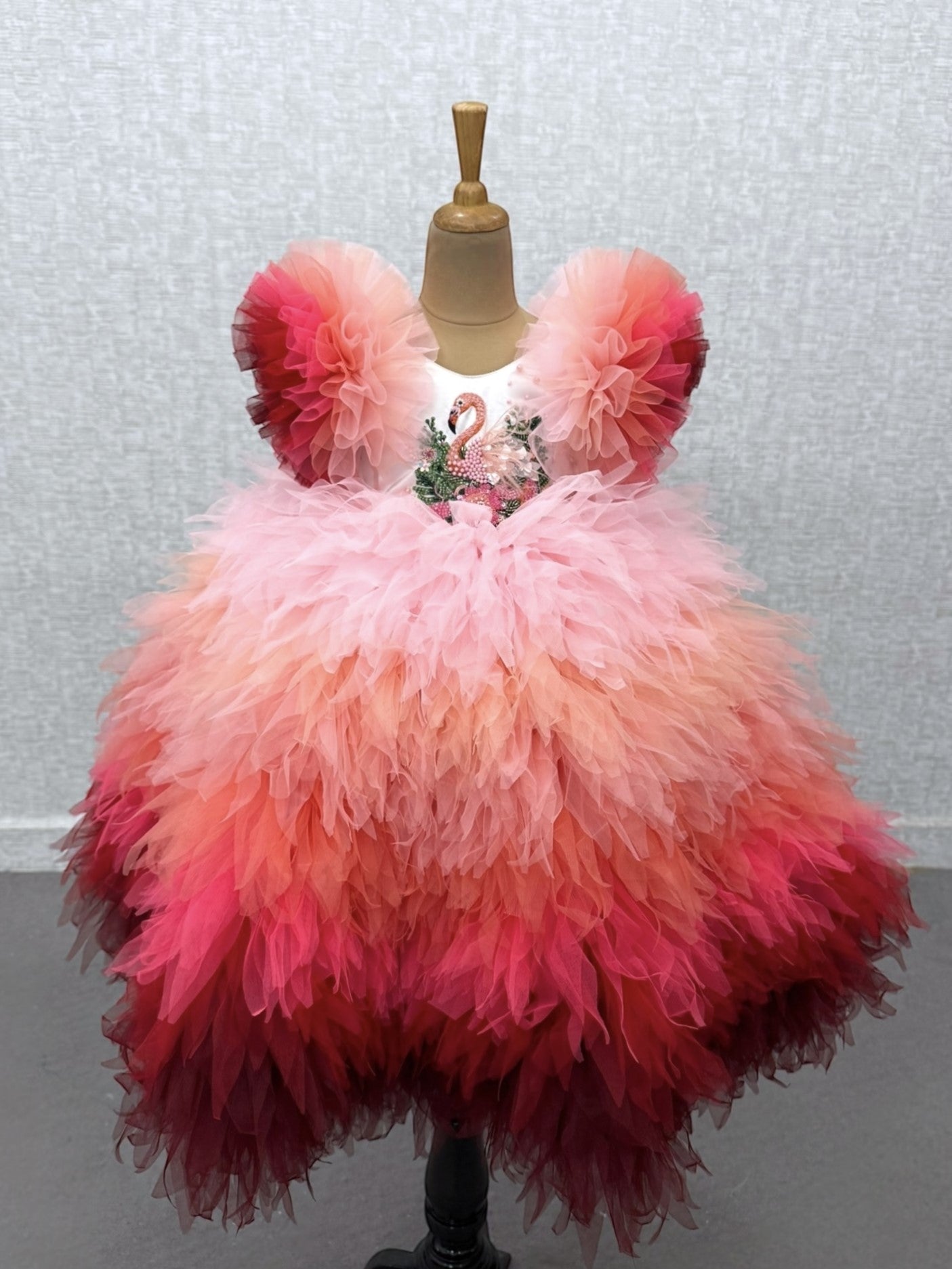 Ball gown for girls Online, Girls Flamingo Ombre Tulle Dress