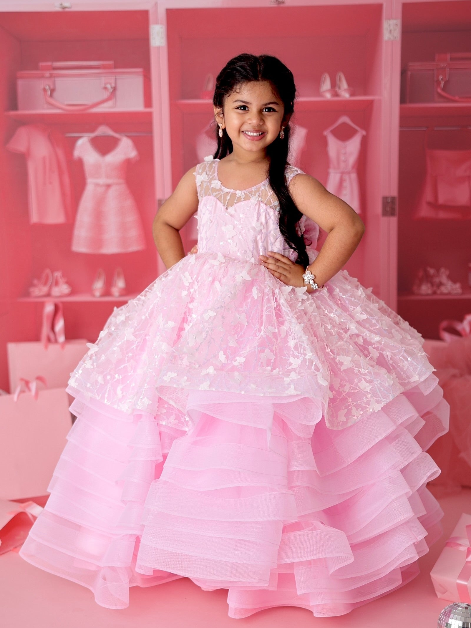 Rosy Dream Layered Ball Gown