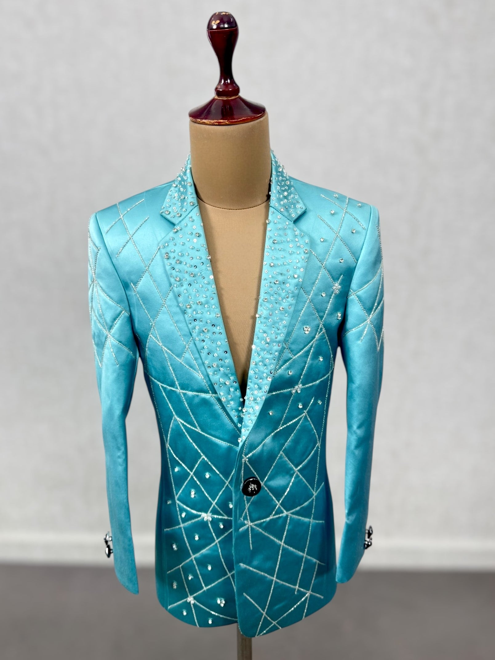 Crystal Grid Couture Blazer- Comes with Pant and Shirt