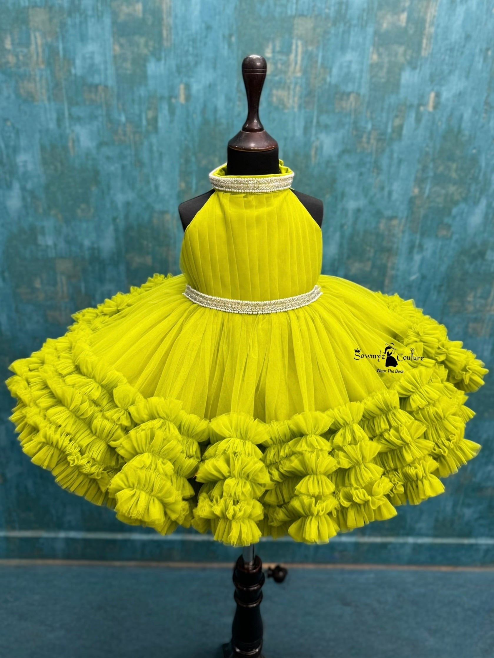 Lime Glow Princess Dress