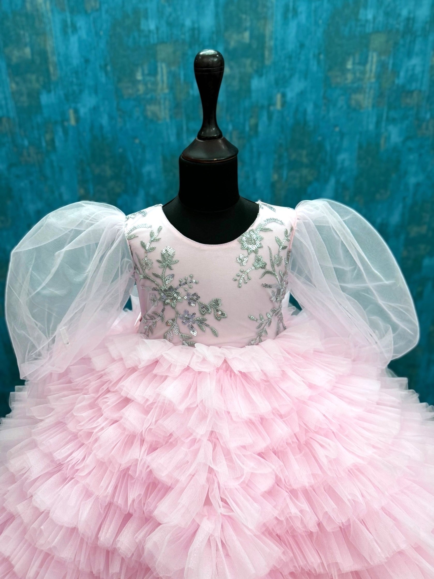 Dreamy Blush Petal Cloud Fairy Princess Party Gown