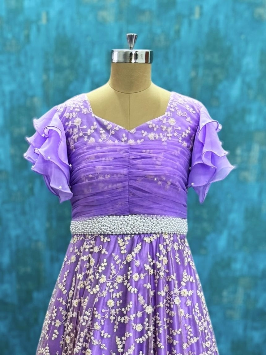 Violet Fairy Garden Pearl-Trimmed Couture Celebration Dress