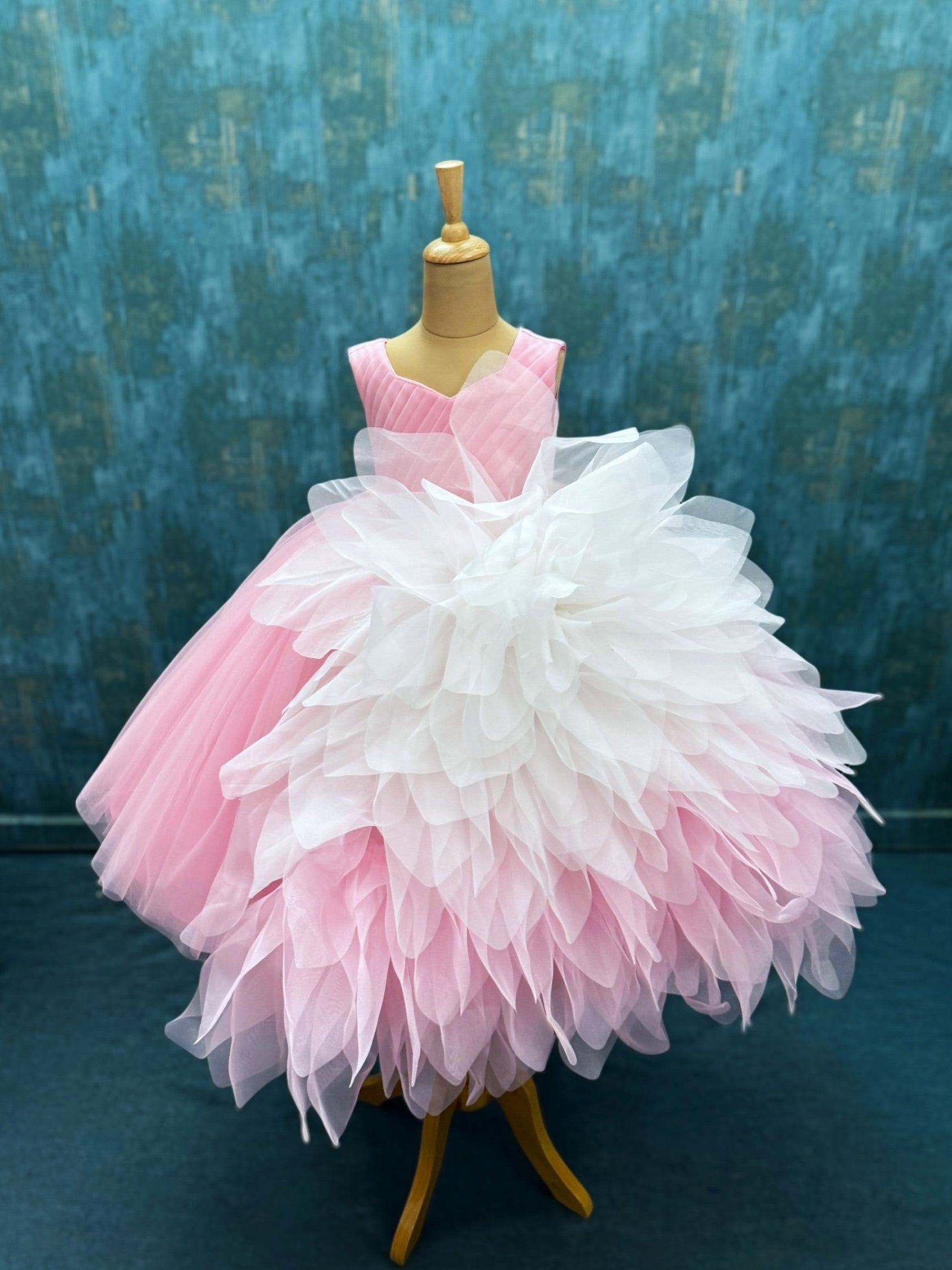 Rose Mist Layered Petal Fantasy Celebration Gown