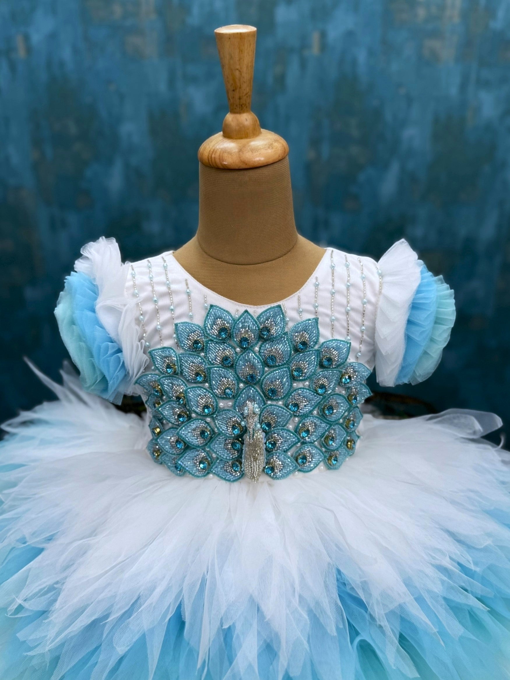 Peacock Dress for Girl Baby Online, Imperial Peacock Princess Gown