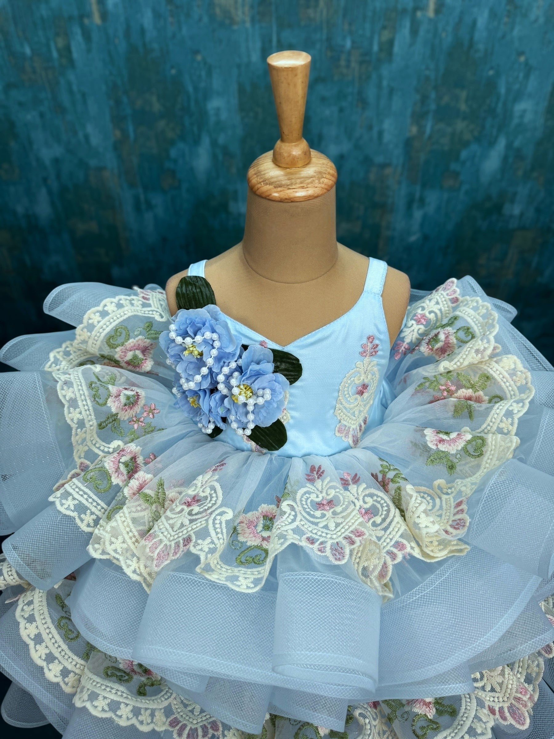 Baby Blue Garden Ruffle Fantasy Princess Dress