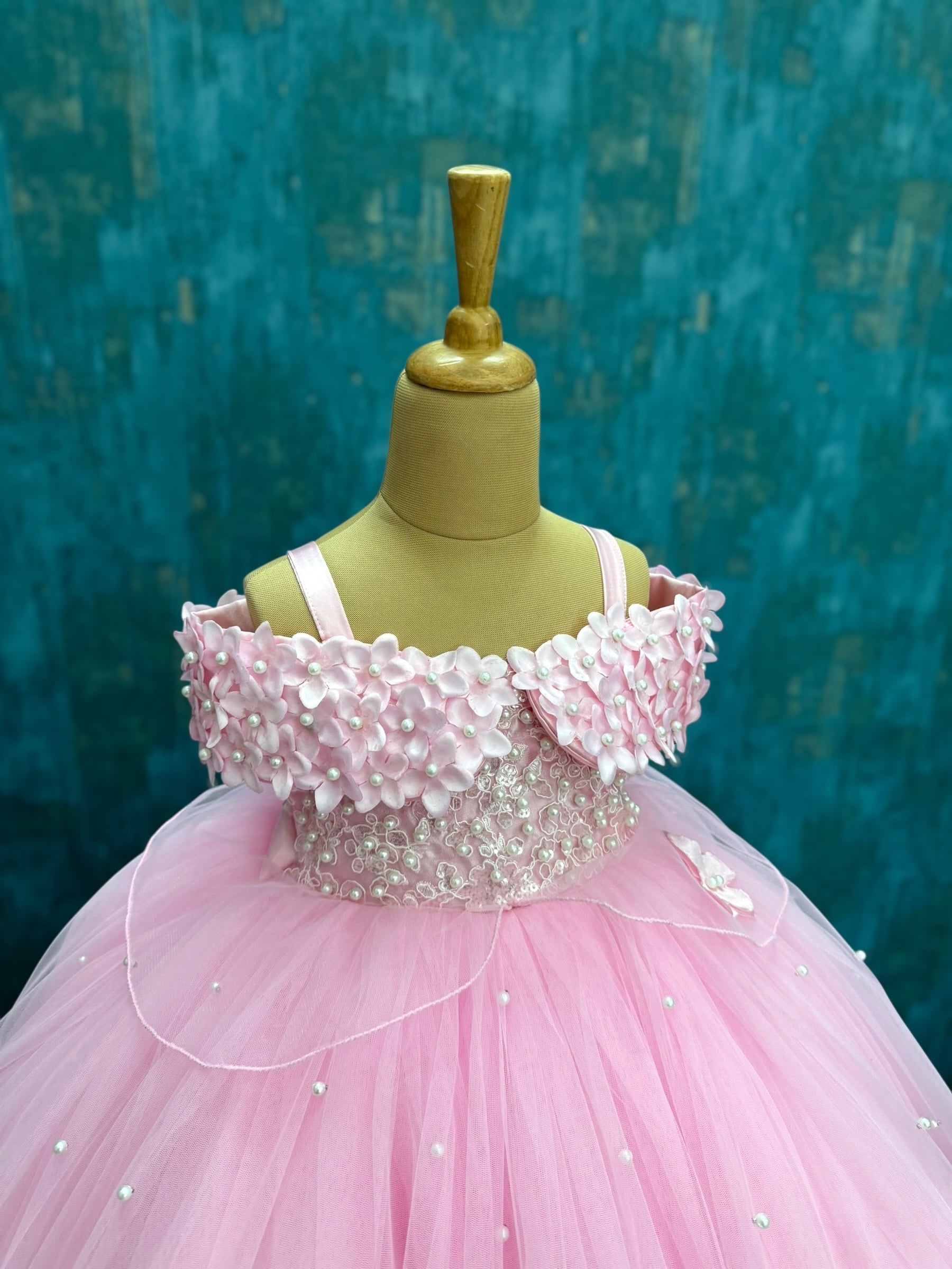 Pink Lace And Pearl Ball Gown