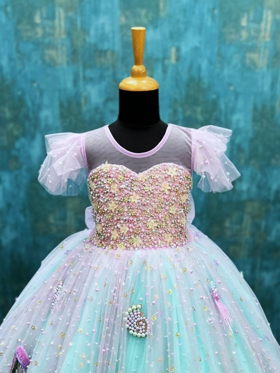 Designer Gown for Girl Online, Pastel Jellyfish Ombre Pageant Gown