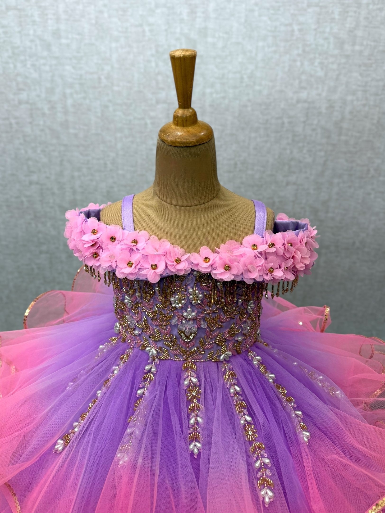 Girls Party Wear Online, Pink & Purple Ombre Pageant Gown