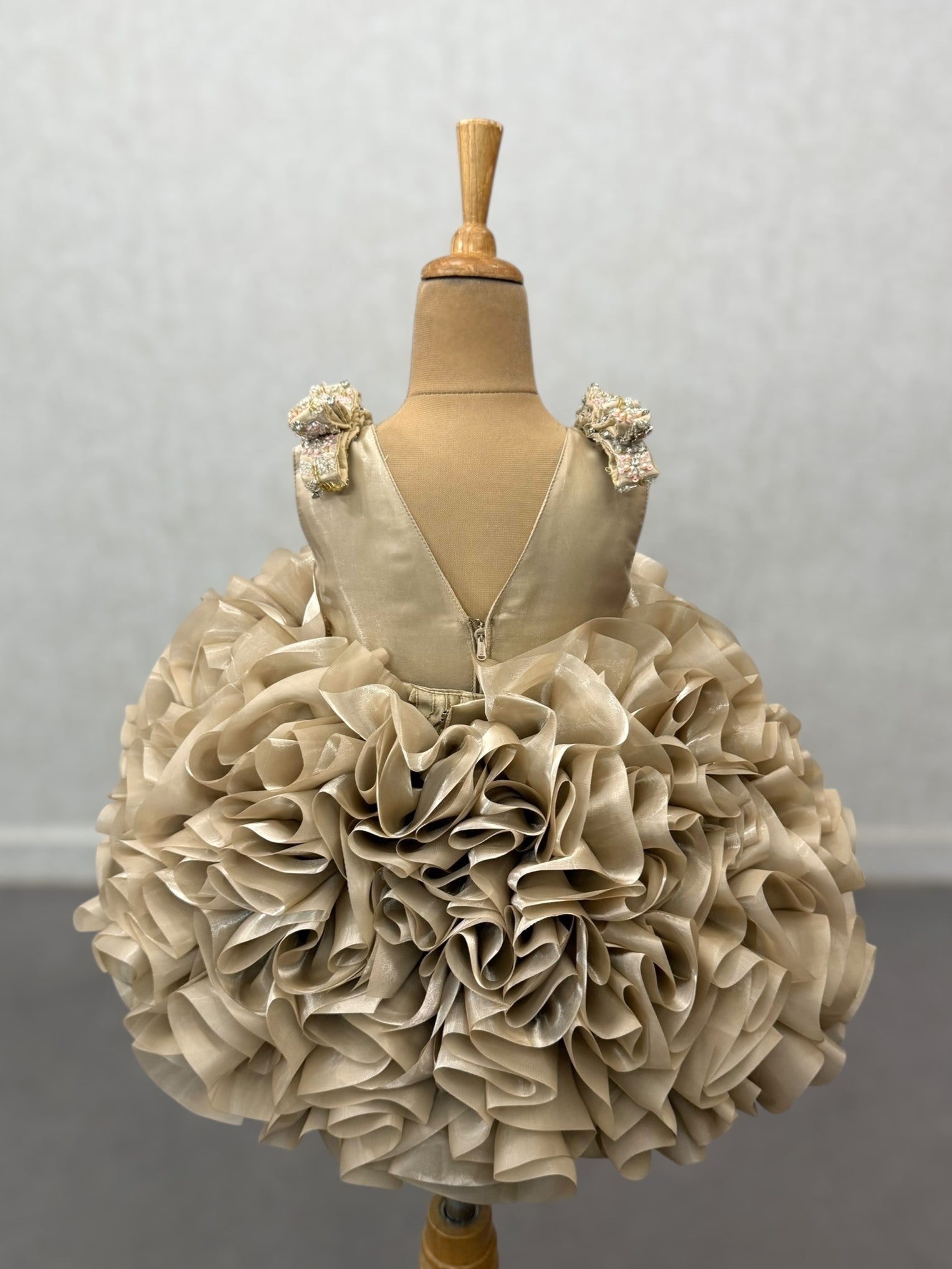 Bloom Golden Mirage Butterfly Ruffle Gown With Intricated Hand Work