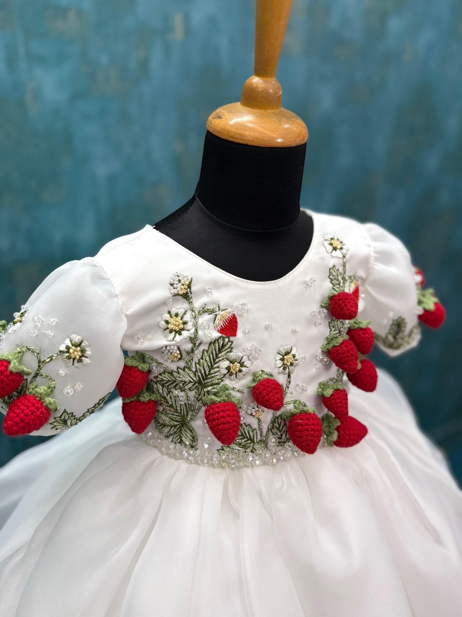 white 5D Élite Strawberry Garden organza Dress