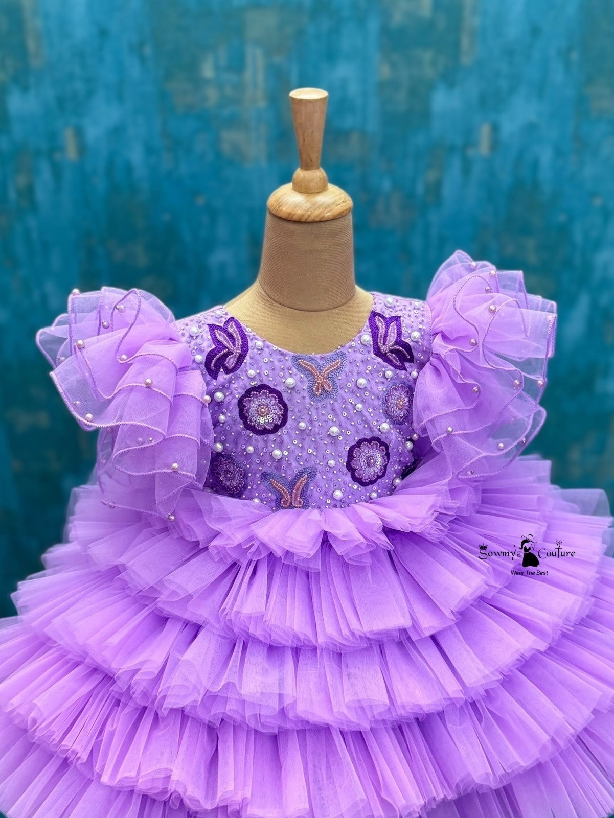 Violet Whisper Pearl-Dusted Fairy Ball Dress