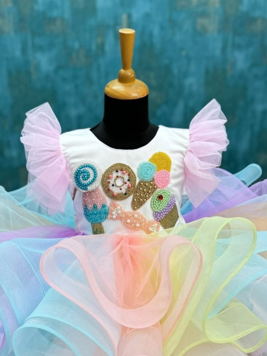 First Birthday Dress Online, Rainbow Tulle Girls Dress