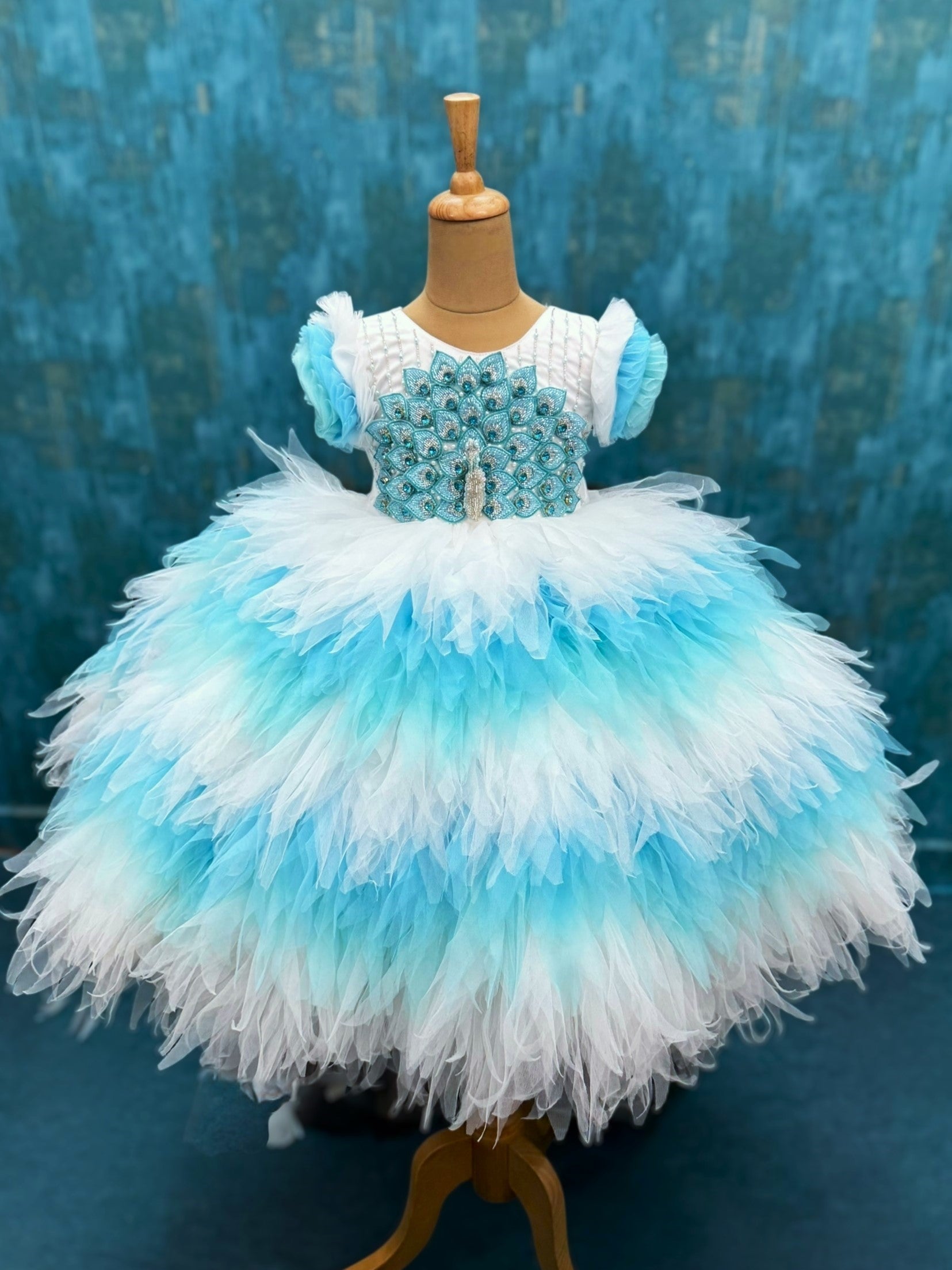 Peacock Dress for Girl Baby Online, Imperial Peacock Princess Gown