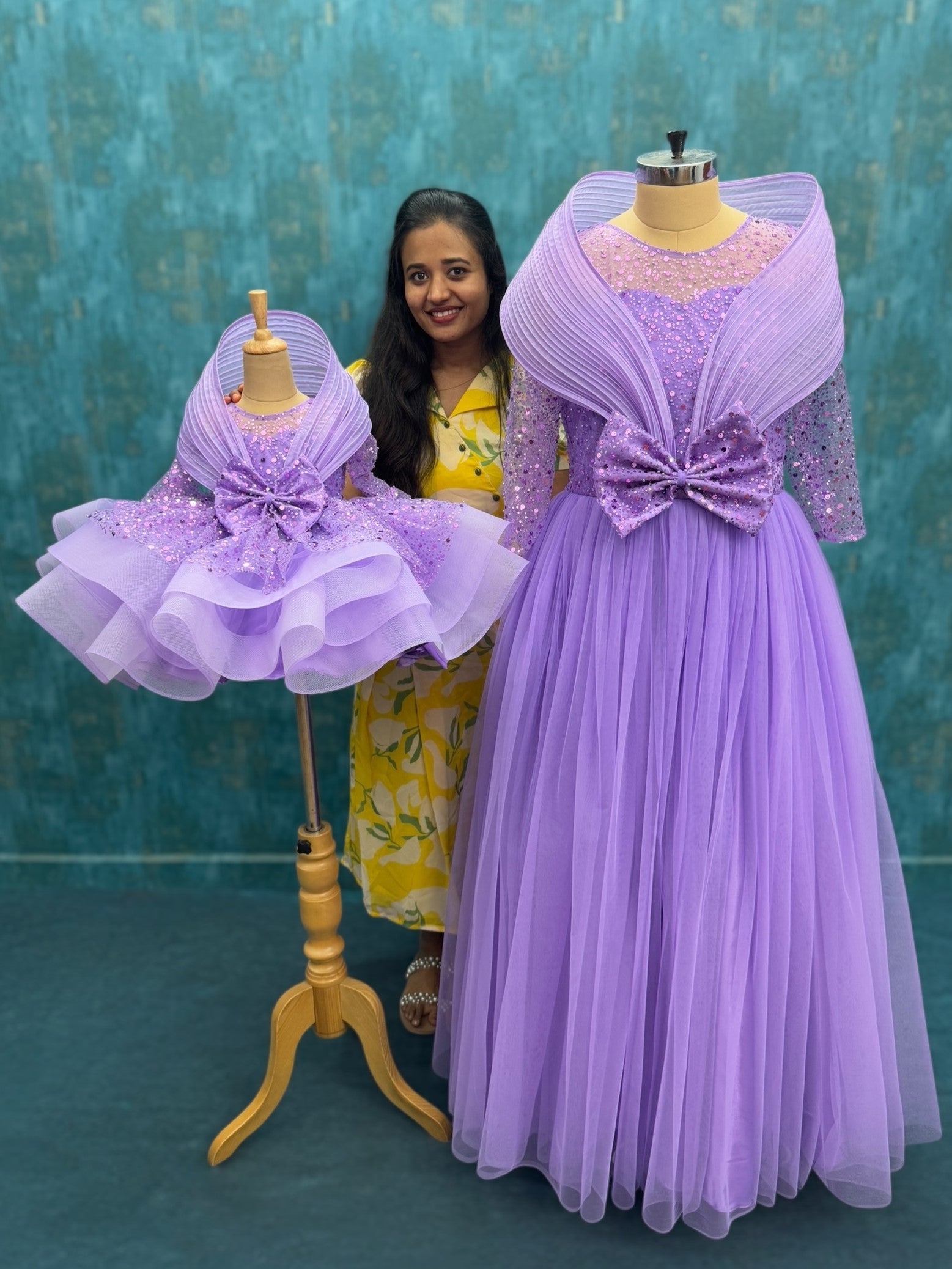 Buy Mother Daughter Dresses Online, Lavender Bow Fairy Gown Duo