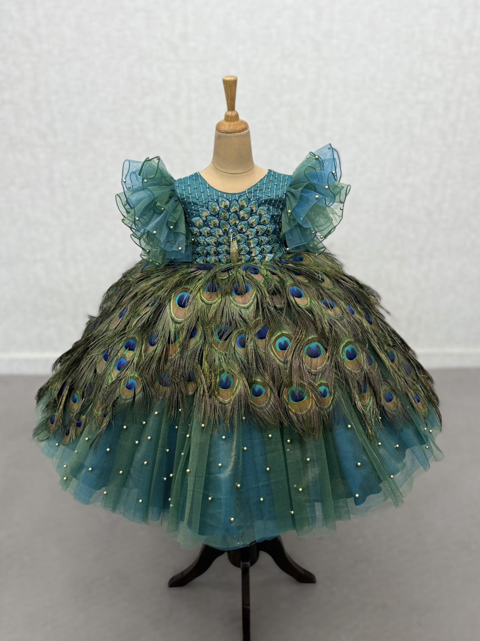 Peacock Dress for Girl Baby Online, Enchanted Peacock Princess Gown