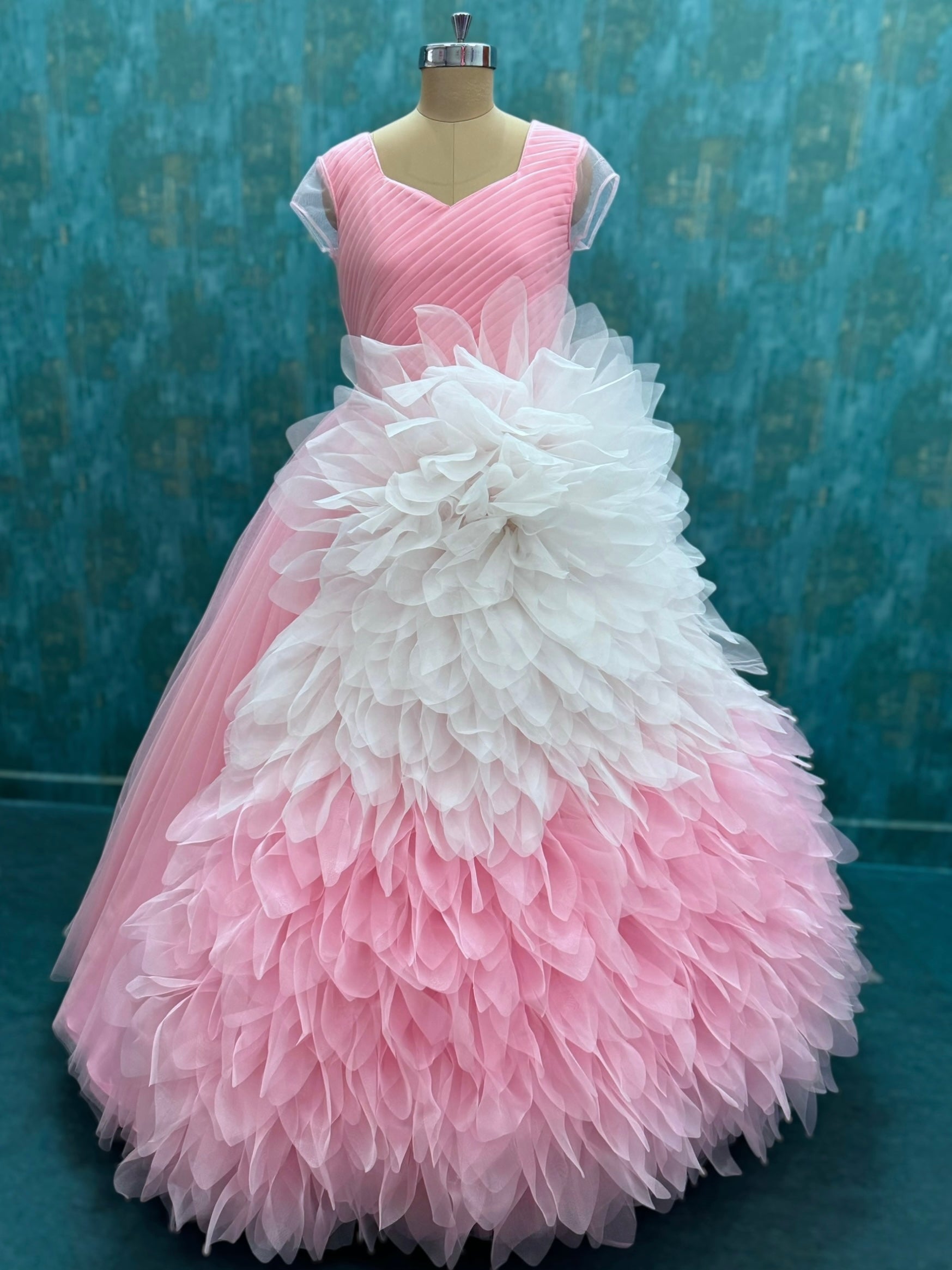 Rose Mist Floral Cloud Hand-Textured Queen Couture Dress