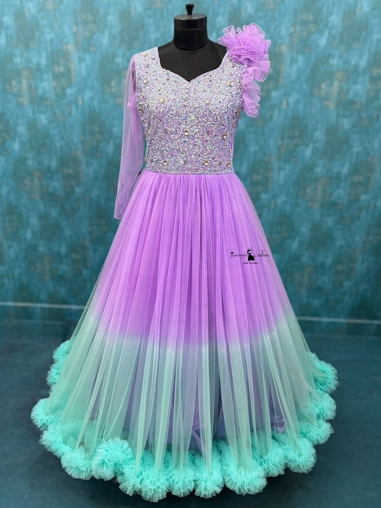 Mom-Daughter Combo Dress Online, Lavender Ombre Mom & Daughter Set