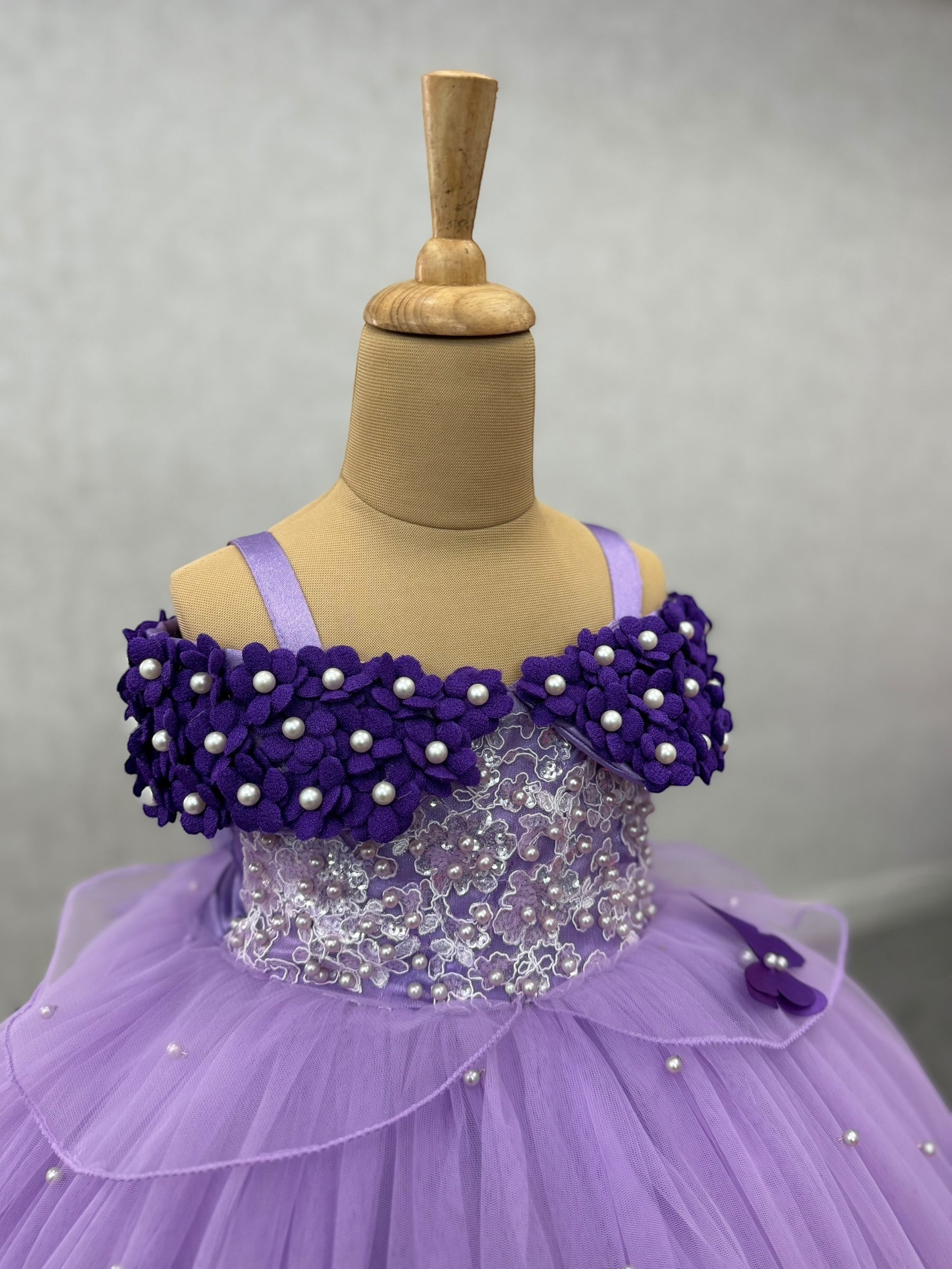 Lavender And Purple Lace And Pearl Ball Gown