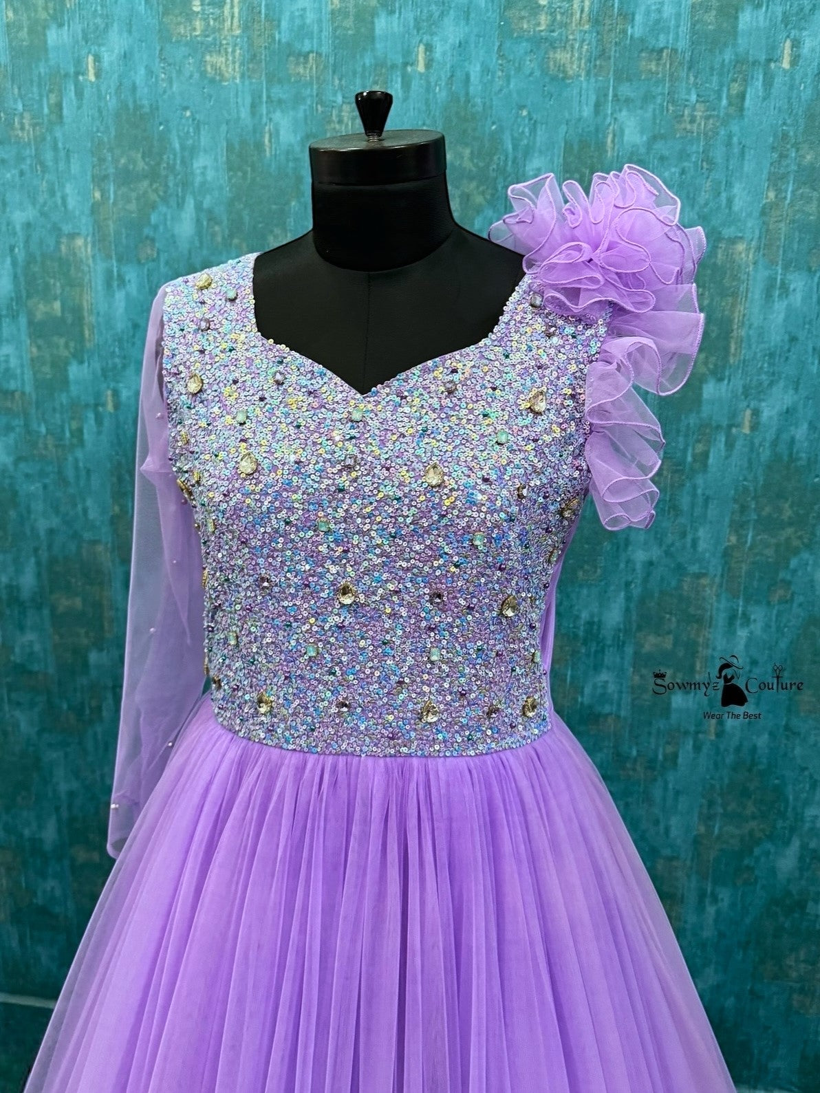 Lilac Moonbeam Mint Cloud Crystal Bodice Princess Gown