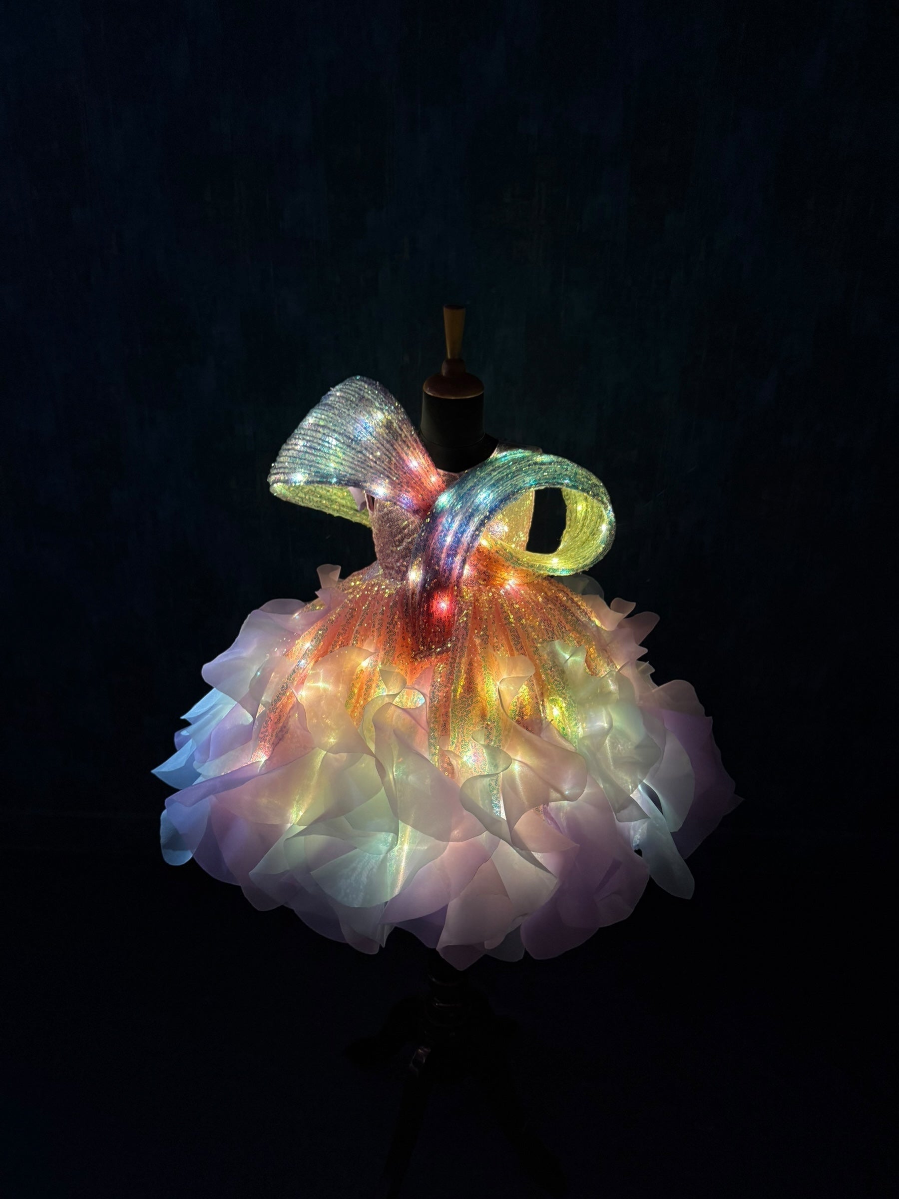 Panel Ball Gown Designs Online, LED Light Up Princess Dress for Girls
