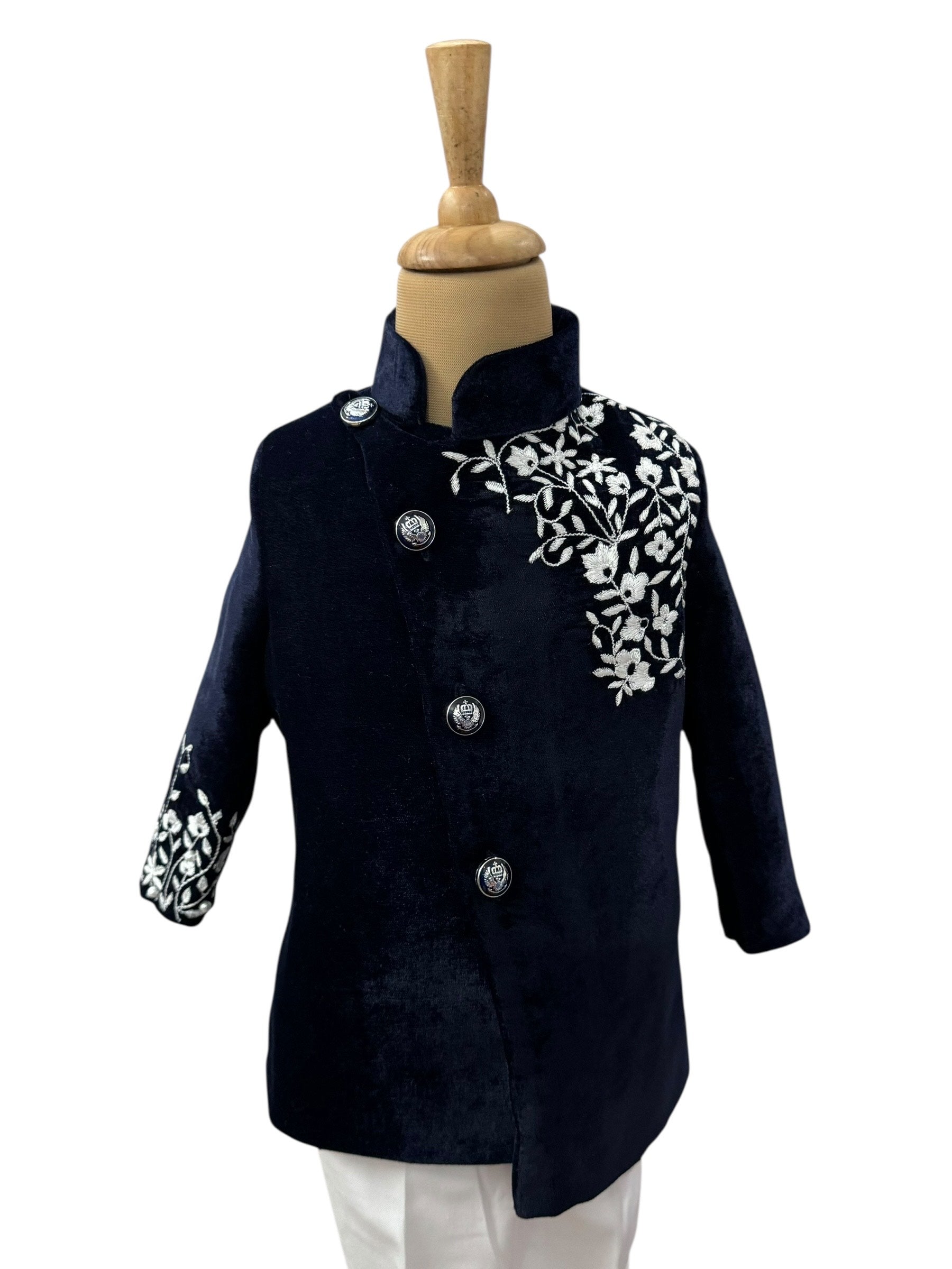 Boys Birthday Dresses Online, Navy Jodhpuri Coat Set