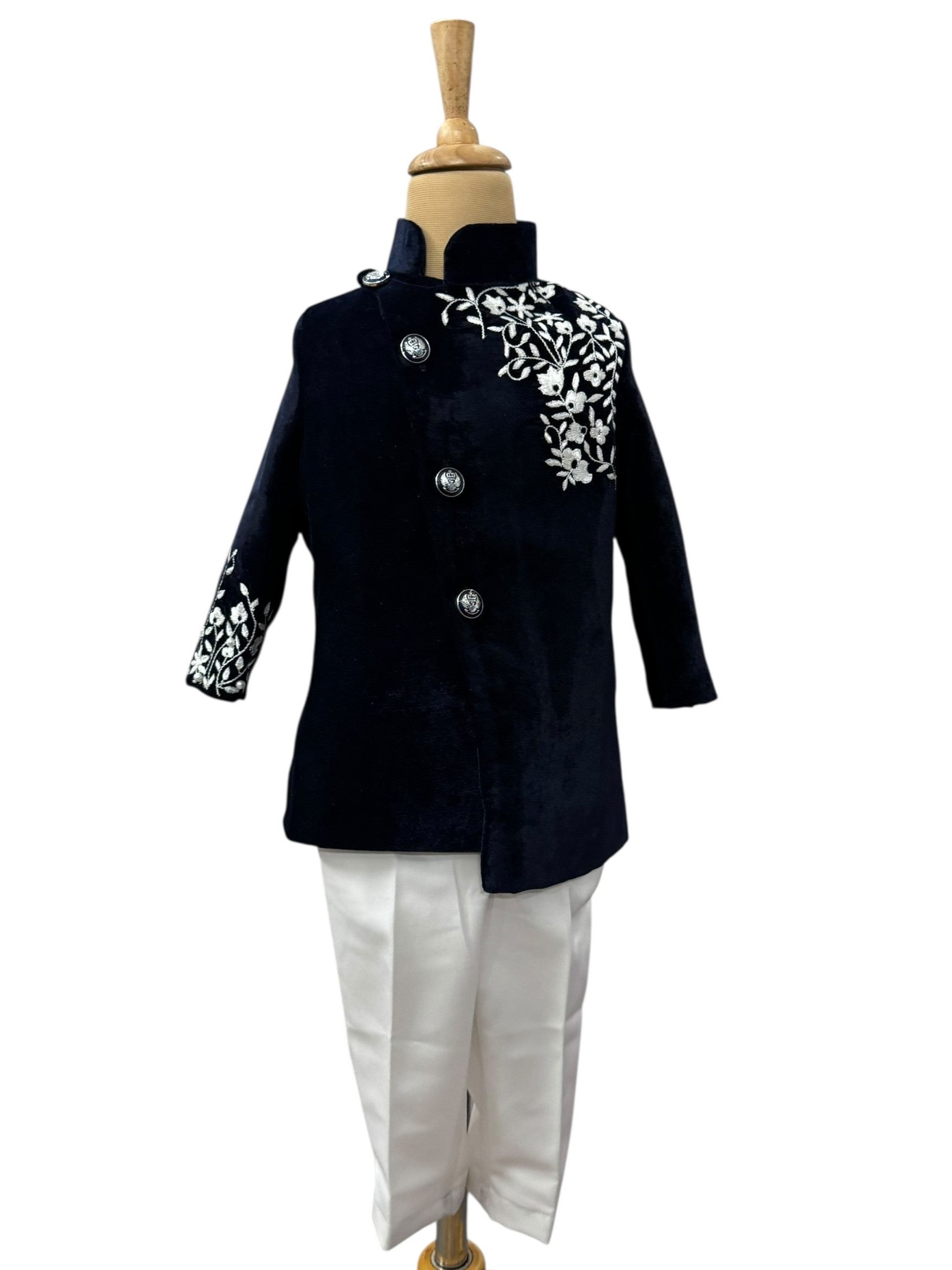 Boys Birthday Dresses Online, Navy Jodhpuri Coat Set