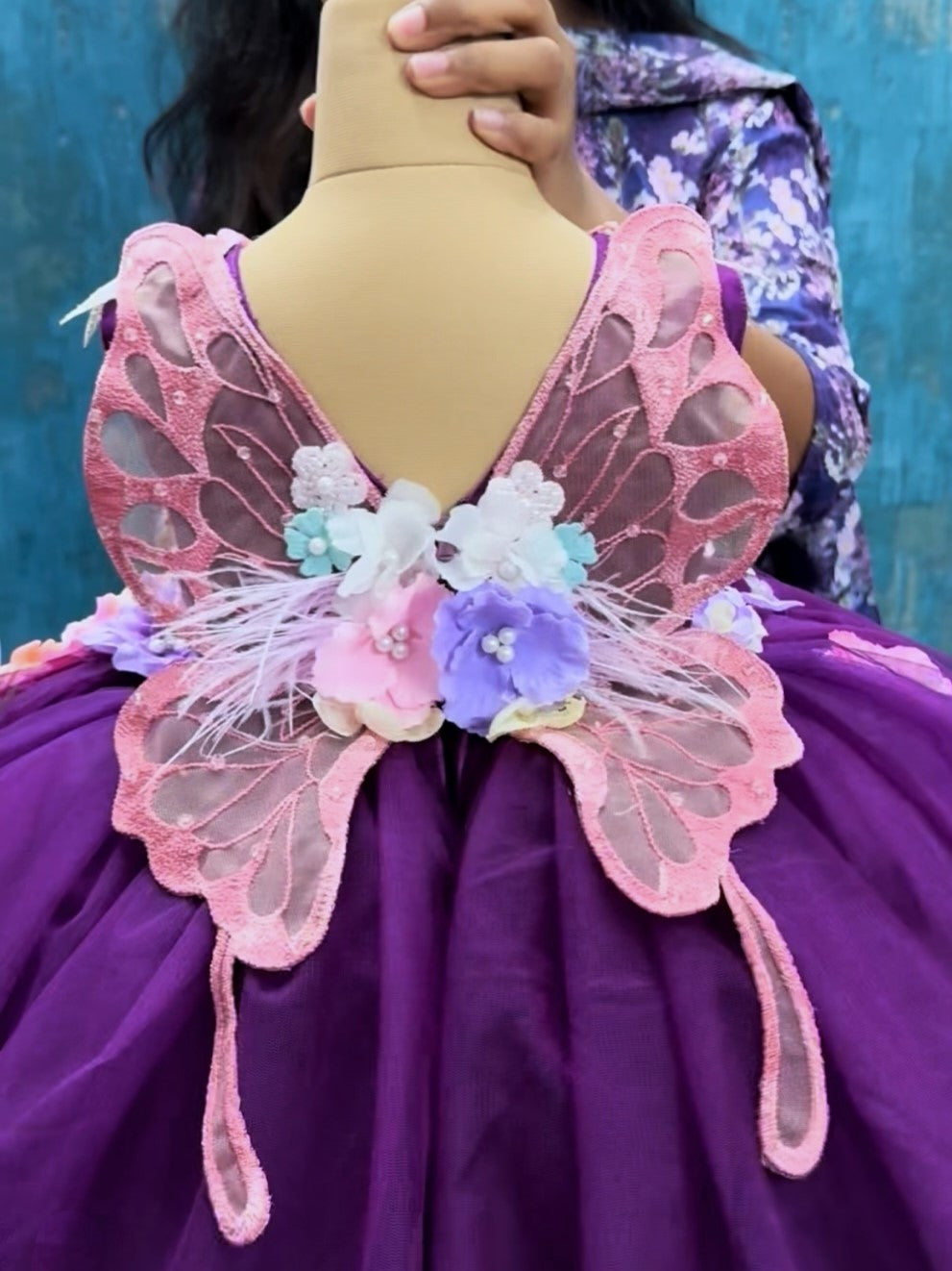 Royal Plum Garden Butterfly Ball Gown