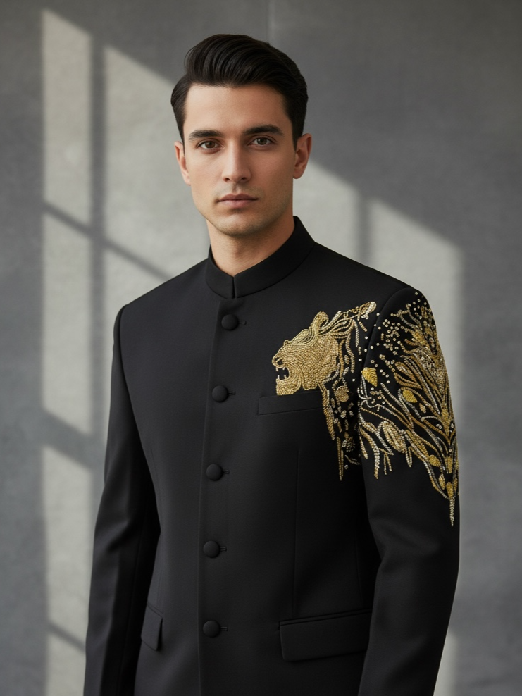 Sovereign Roar Black Lion Crest Signature Blazer