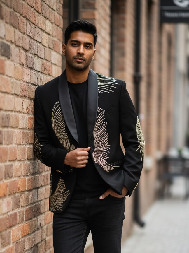 Crown Fire Obsidian Black Golden Eagle Royalty Blazer