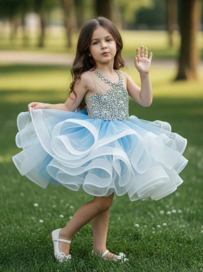 Ball gown for girls Online, Sky Blue Ballgown