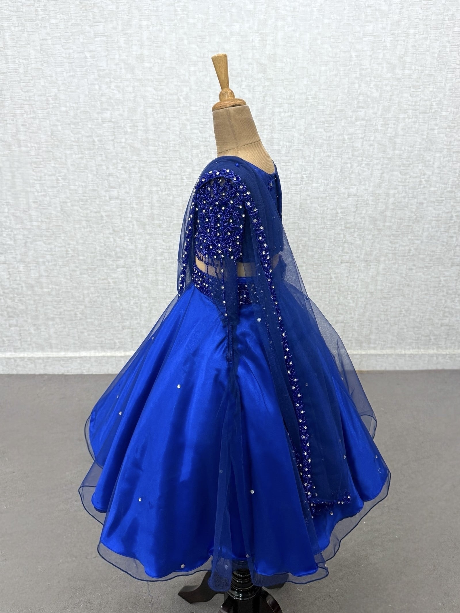 Girls Party Wear Online, Royal Blue Embroidered Lehenga
