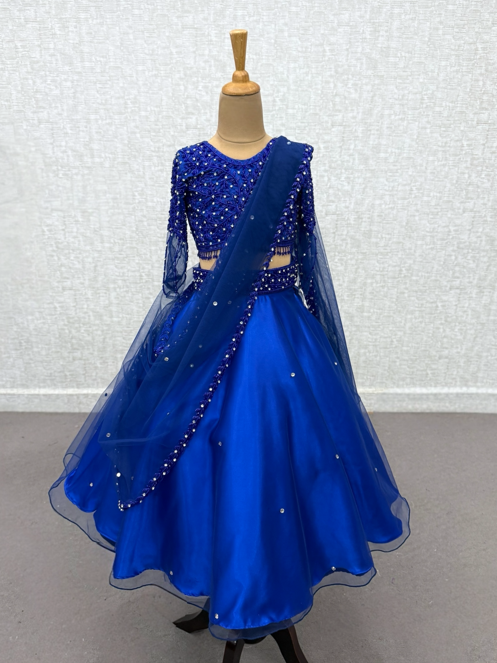 Girls Party Wear Online, Royal Blue Embroidered Lehenga