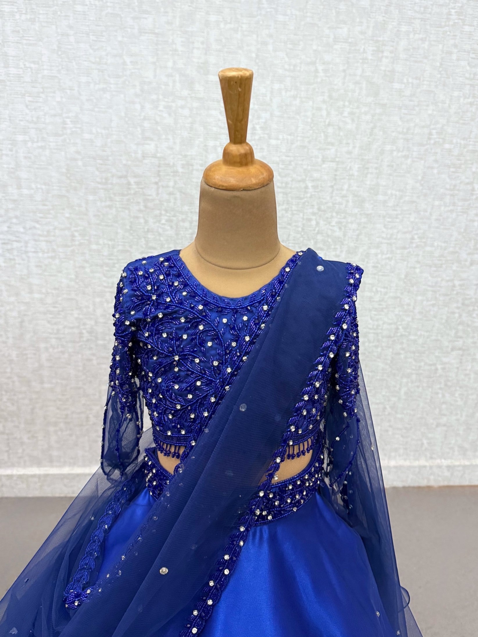 Girls Party Wear Online, Royal Blue Embroidered Lehenga
