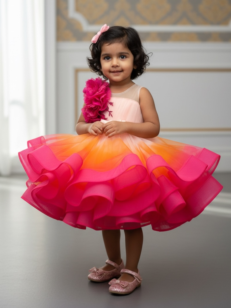 Sunset Bloom Whirl Gown